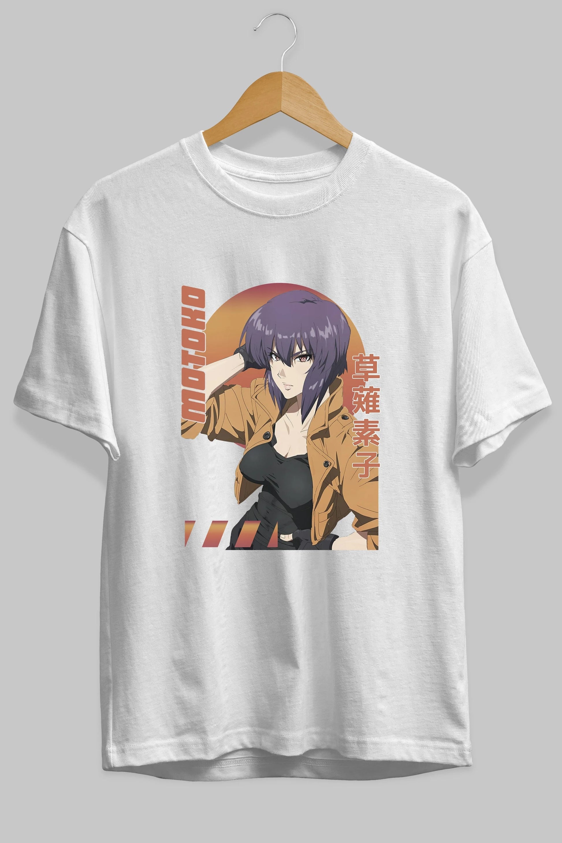 Motoko Kusanagi 9 Anime Ön Baskılı Oversize t-shirt %100 pamuk Erkek Kadın Unisex