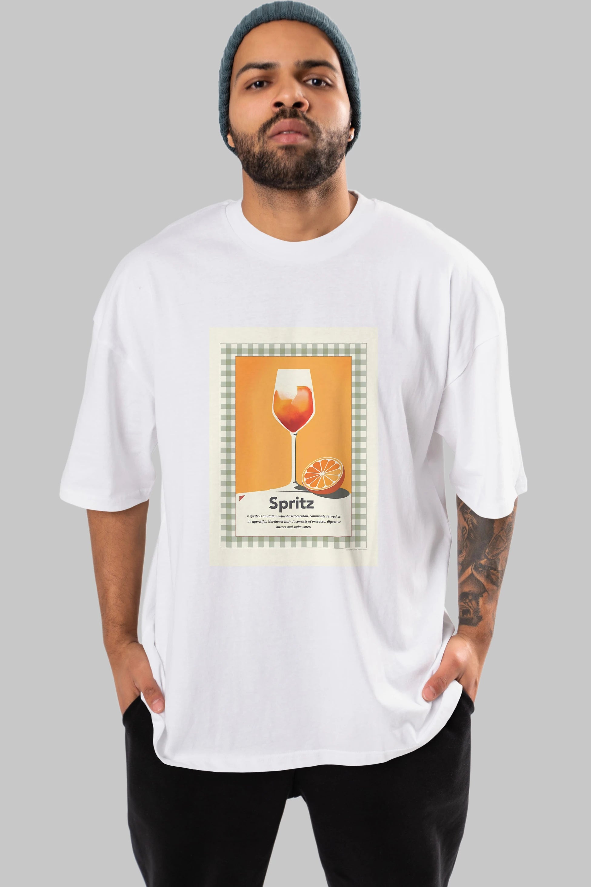 Aperol Spritz 5 Ön Baskılı Oversize t-shirt Erkek Kadın Unisex %100 Pamuk Bisiklet Yaka tişort