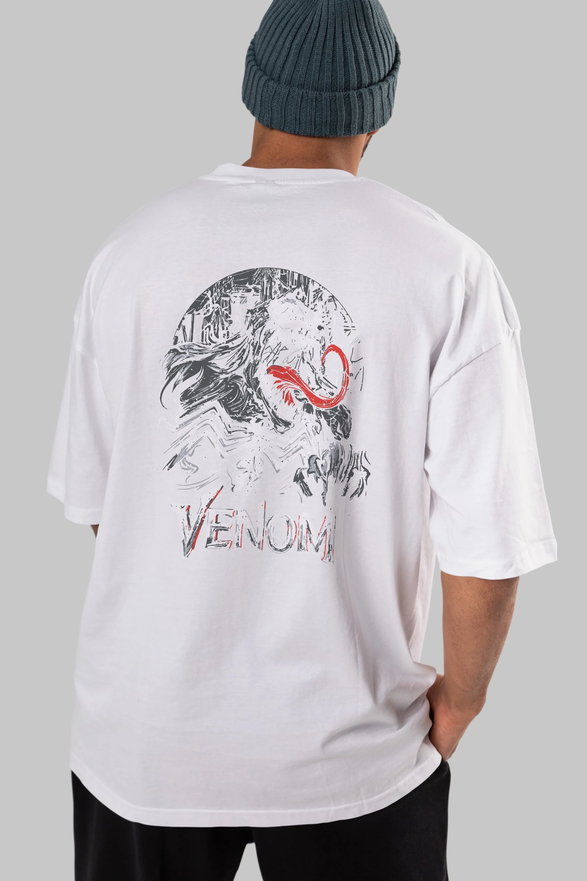 Venom (13) Arka Baskılı Oversize t-shirt Erkek Kadın Unisex %100 Pamuk Bisiklet Yaka tişort