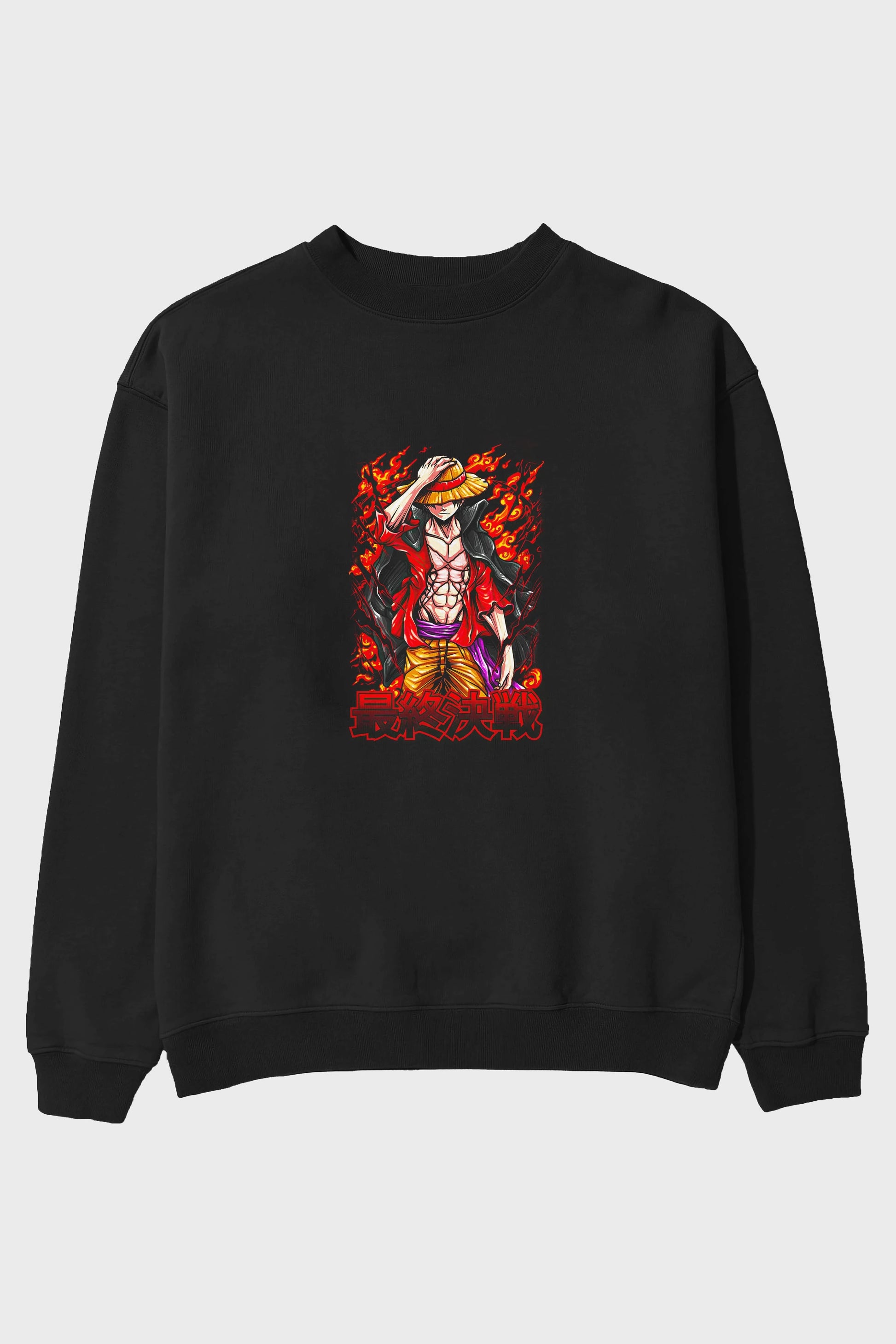 MONKEY D. LUFFY (3) Anime Ön Baskılı Oversize Sweatshirt Erkek Kadın Unisex