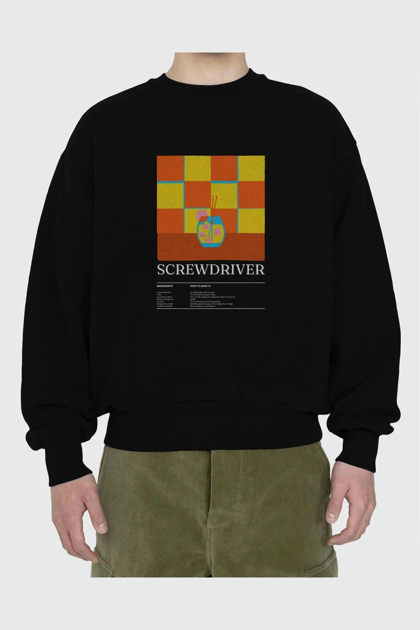 Screwdriver ön Baskılı Oversize Sweatshirt Erkek Kadın Unisex