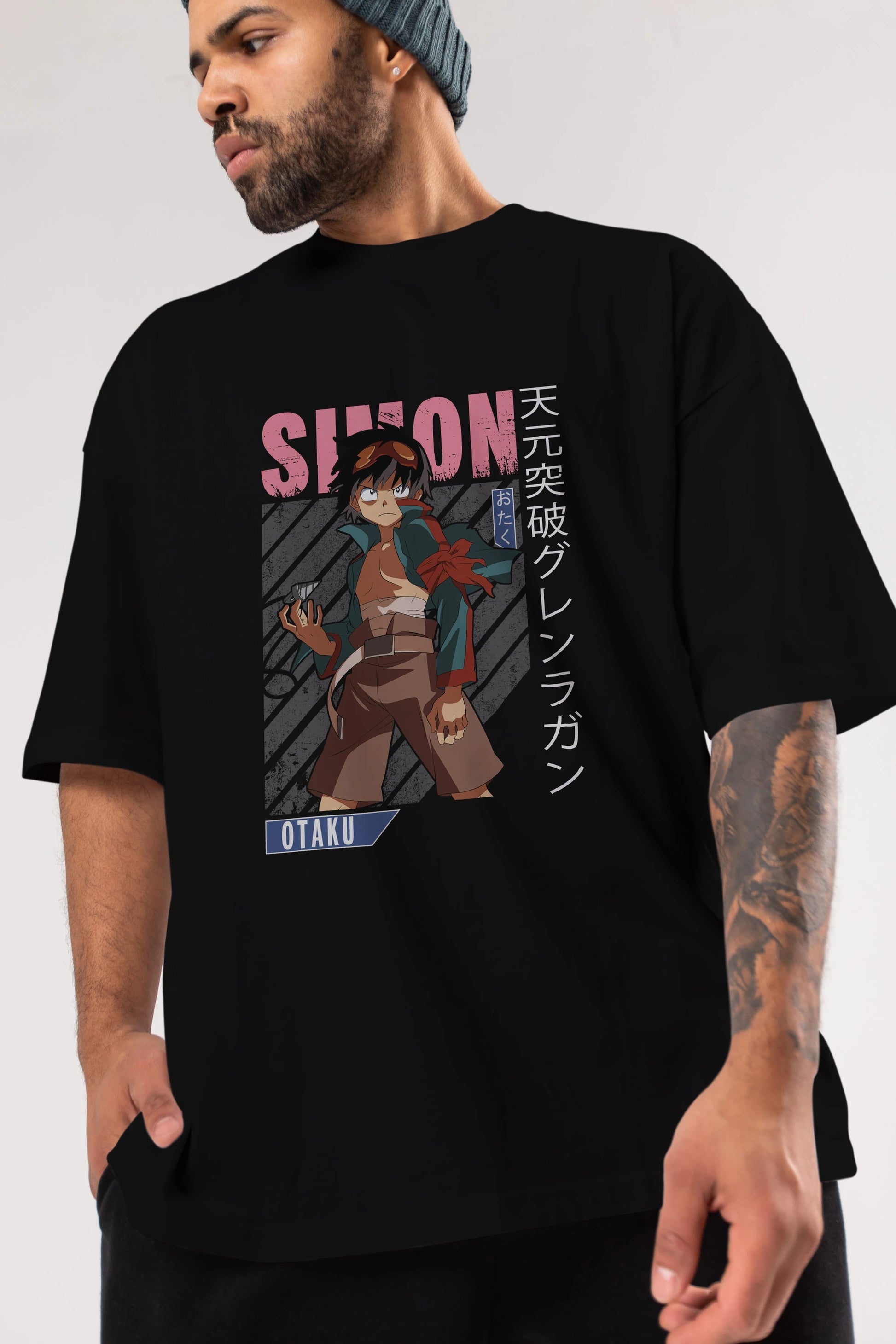 Simon 5 Anime Ön Baskılı Oversize t-shirt %100 pamuk Erkek Kadın Unisex