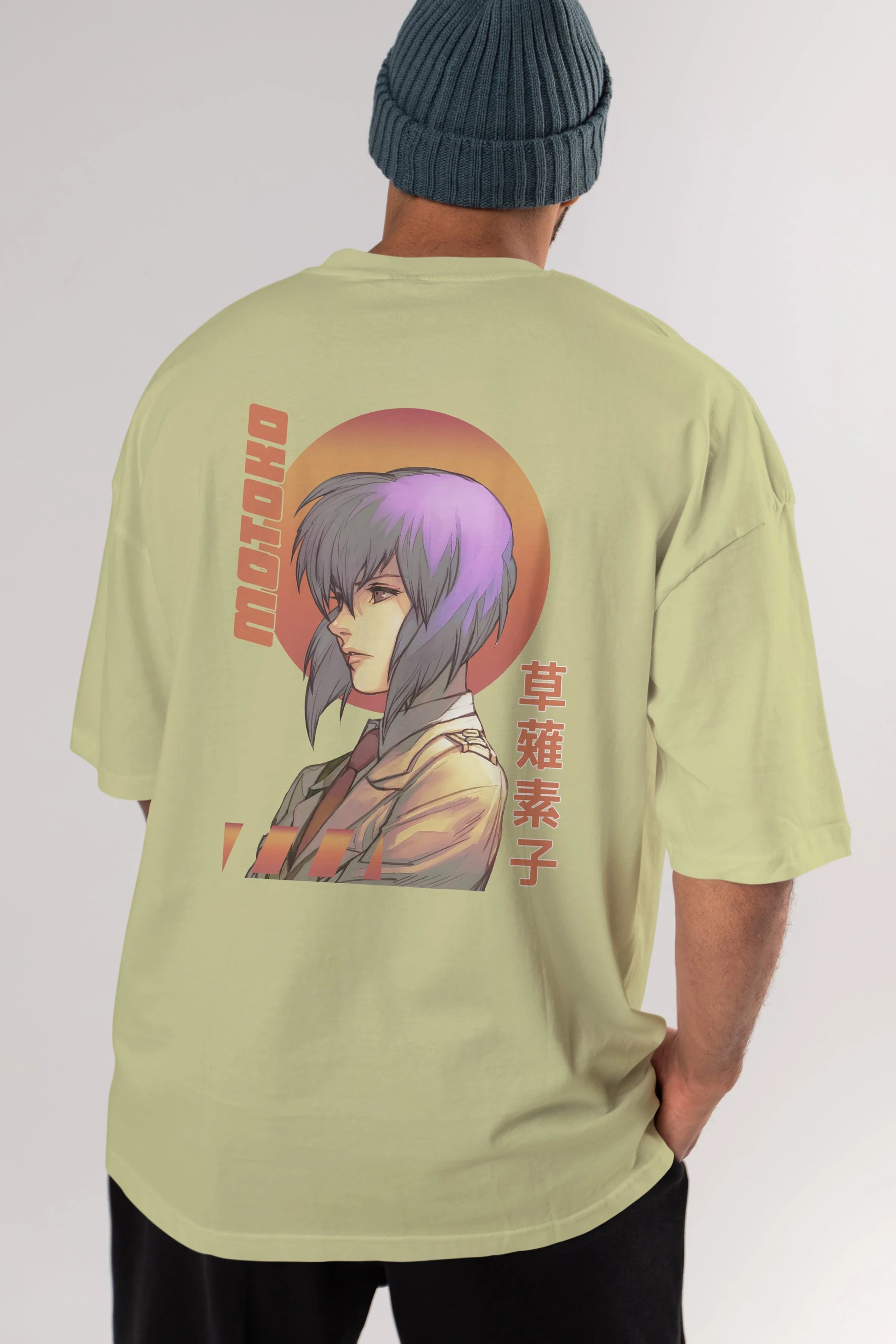 Motoko Kusanagi 10 Anime Arka Baskılı Oversize t-shirt Erkek Kadın Unisex