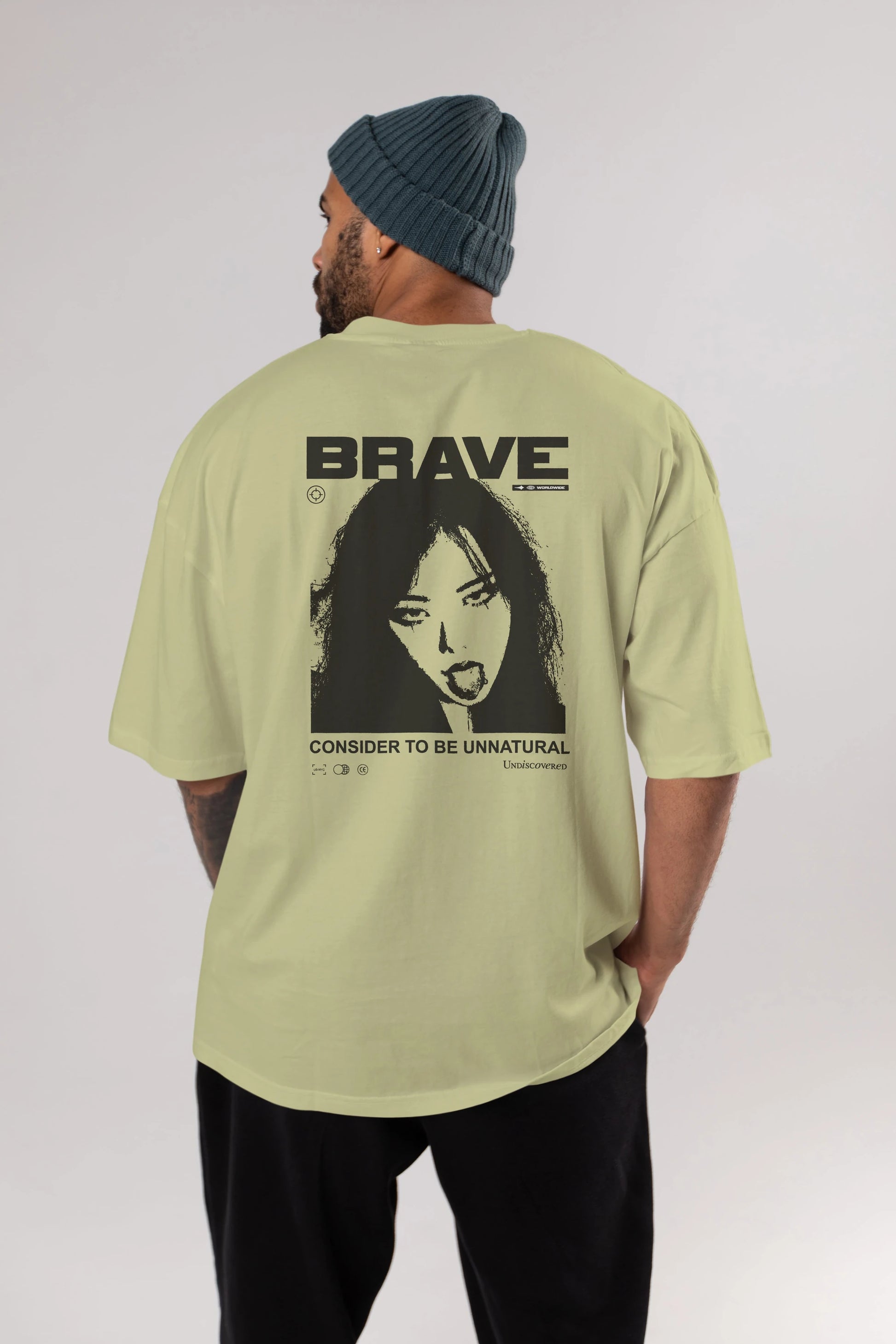 Brave Arka Baskılı Oversize t-shirt Erkek Kadın Unisex