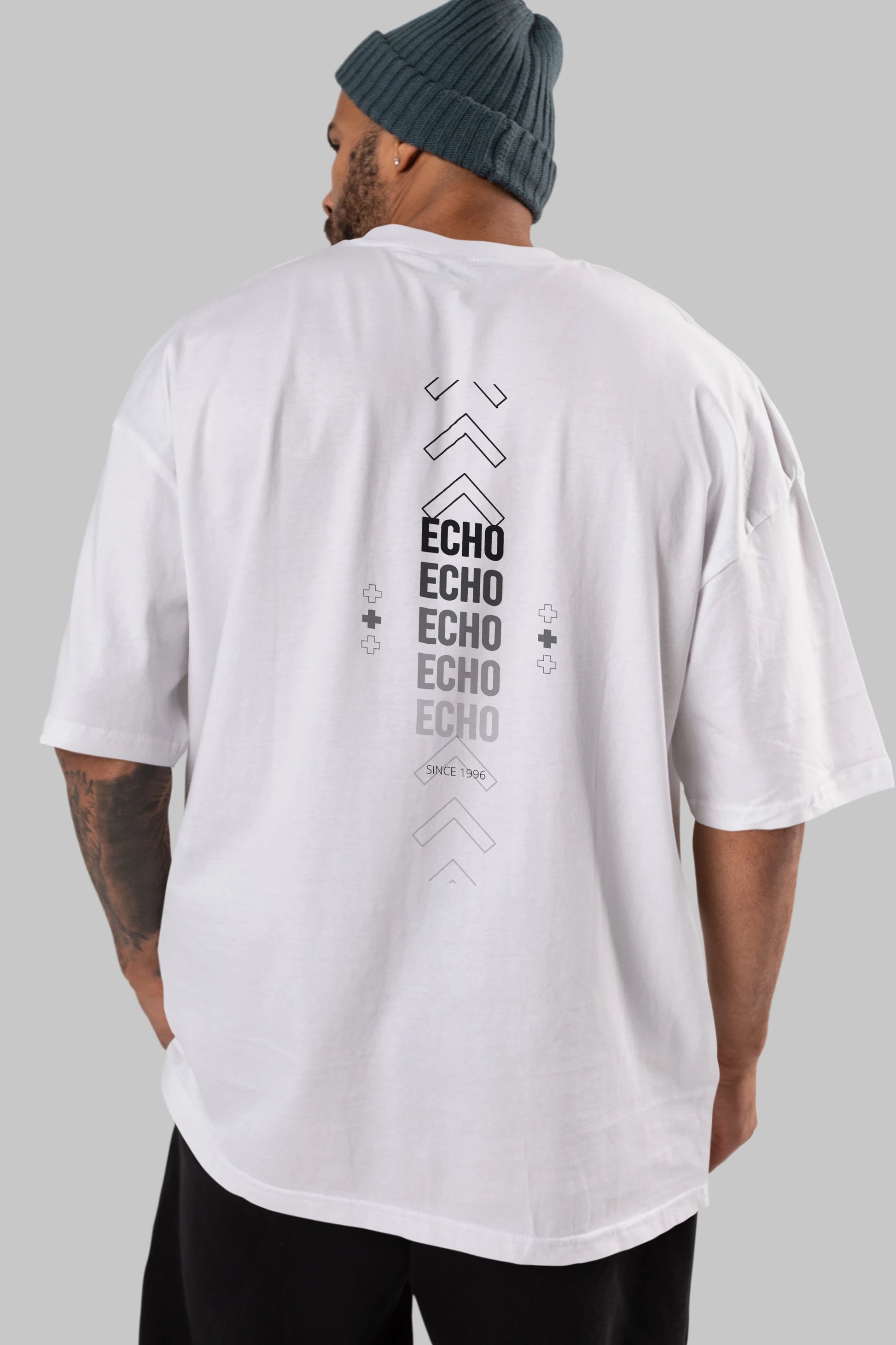 Echo Yazılı Arka Baskılı Oversize t-shirt Erkek Kadın Unisex