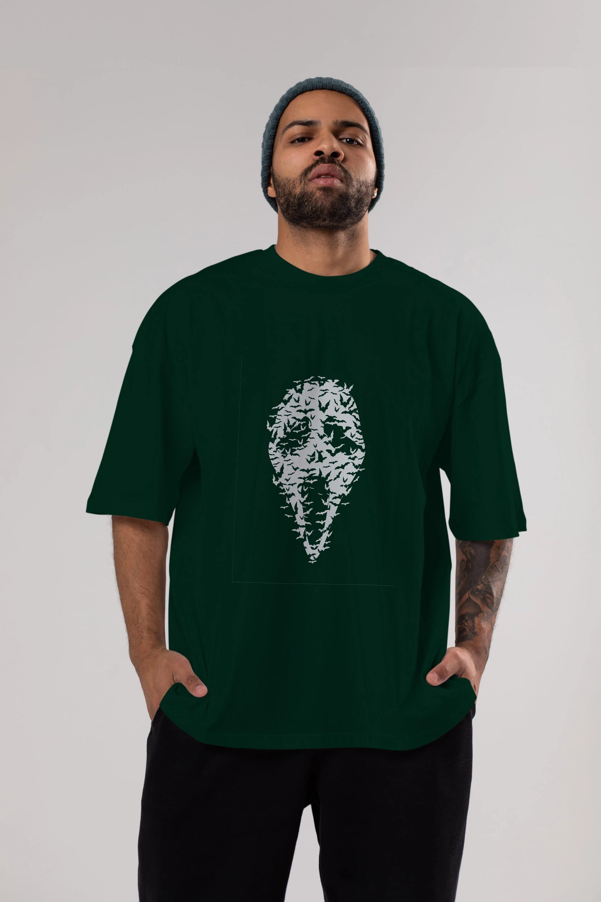 Ghost Face Bats Ön Baskılı Oversize t-shirt %100 pamuk Erkek Kadın Unisex