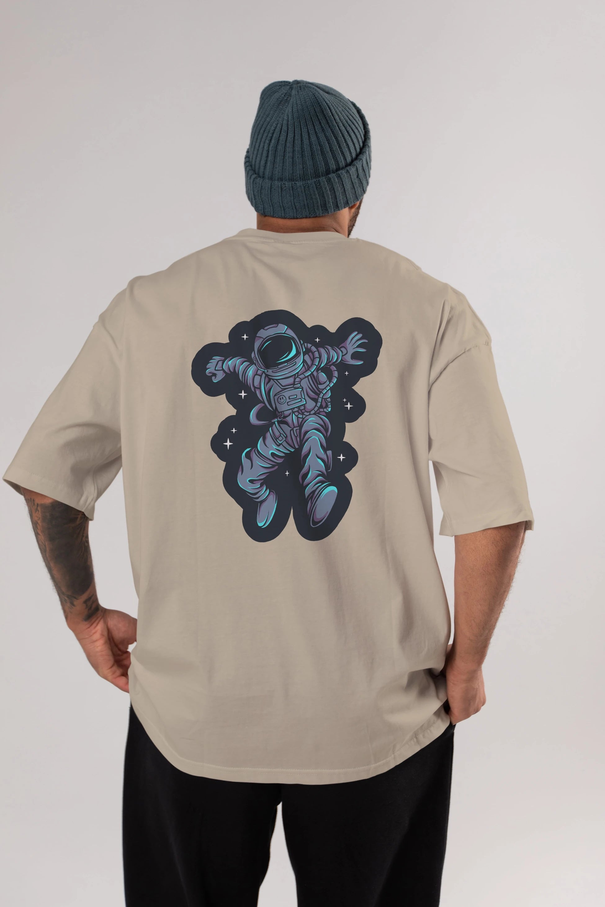Astrostars sticker Arka Baskılı Oversize t-shirt Erkek Kadın Unisex