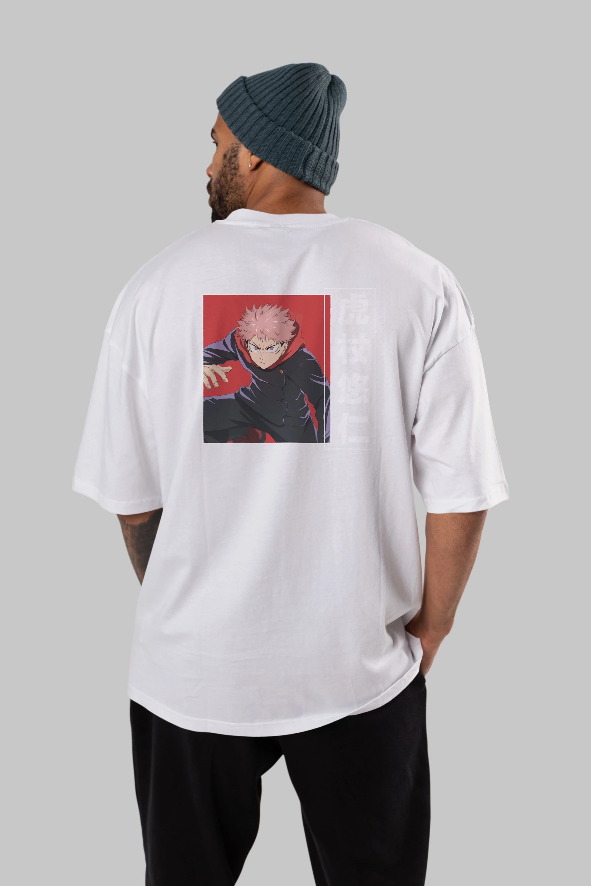 Yuuji Itadori 2 Anime Arka Baskılı Oversize t-shirt Erkek Kadın Unisex