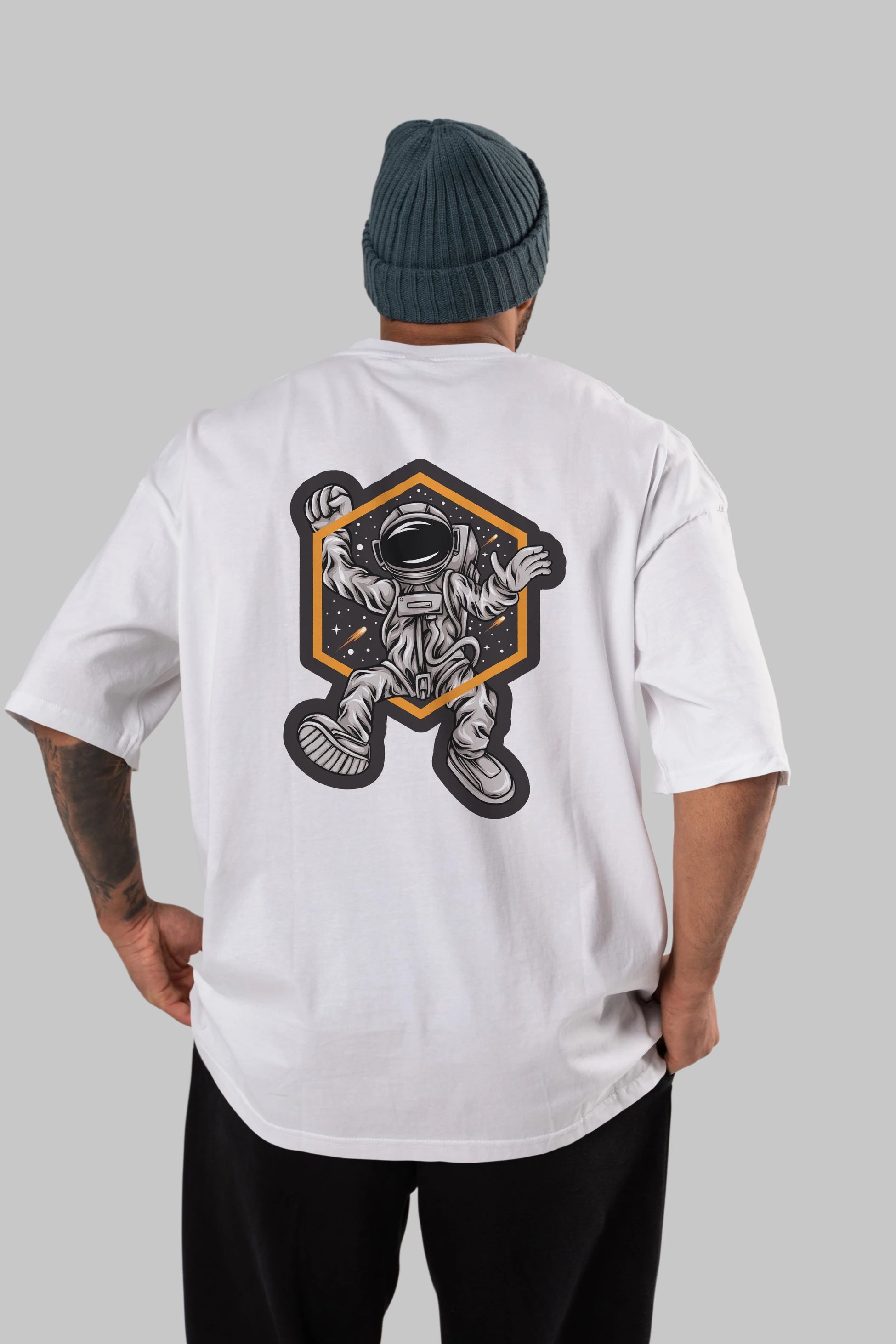 Astrofun Sticker Arka Baskılı Oversize t-shirt Erkek Kadın Unisex