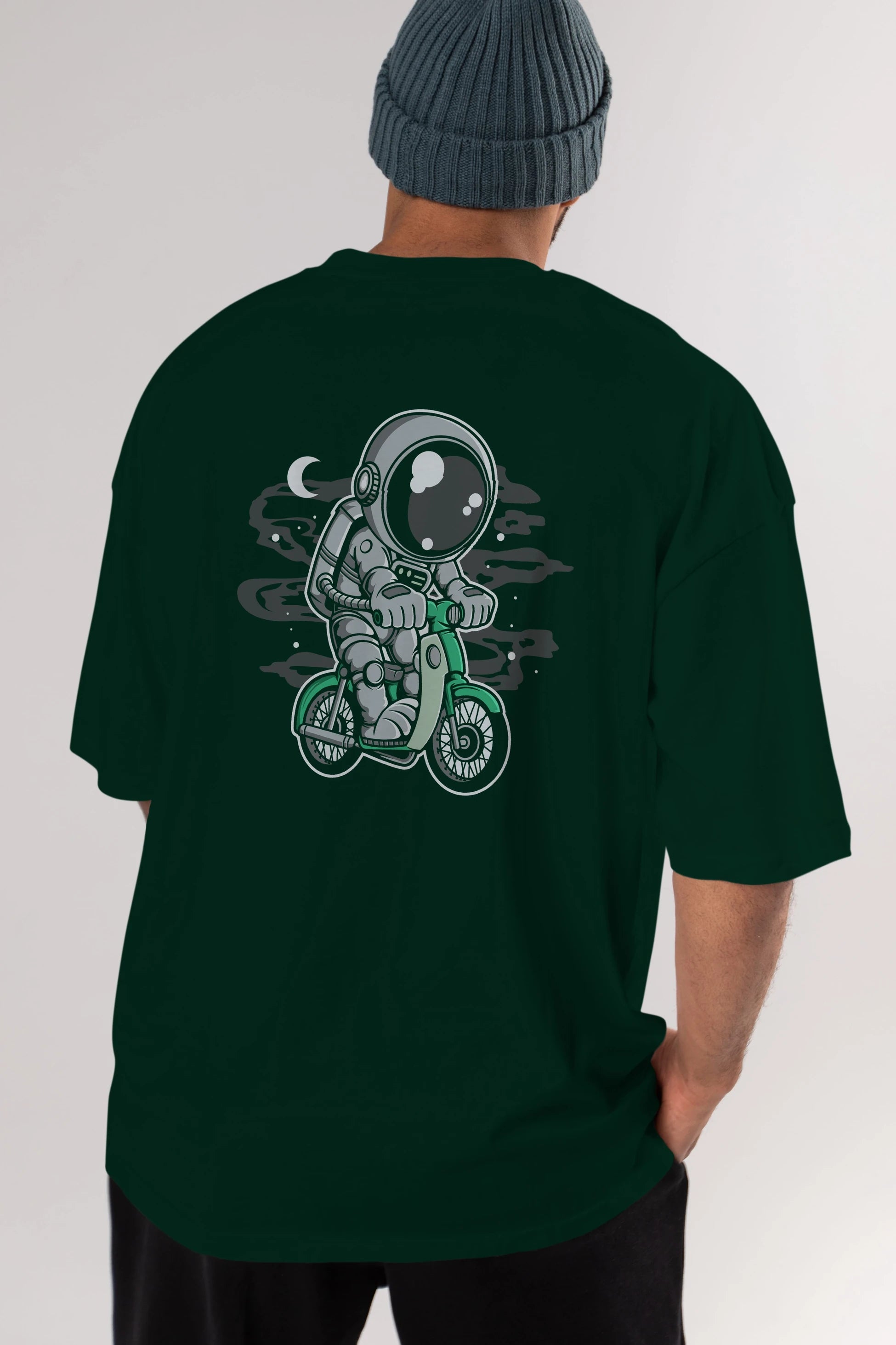 Astronaut Classic Motorbike Arka Baskılı Oversize t-shirt Erkek Kadın Unisex