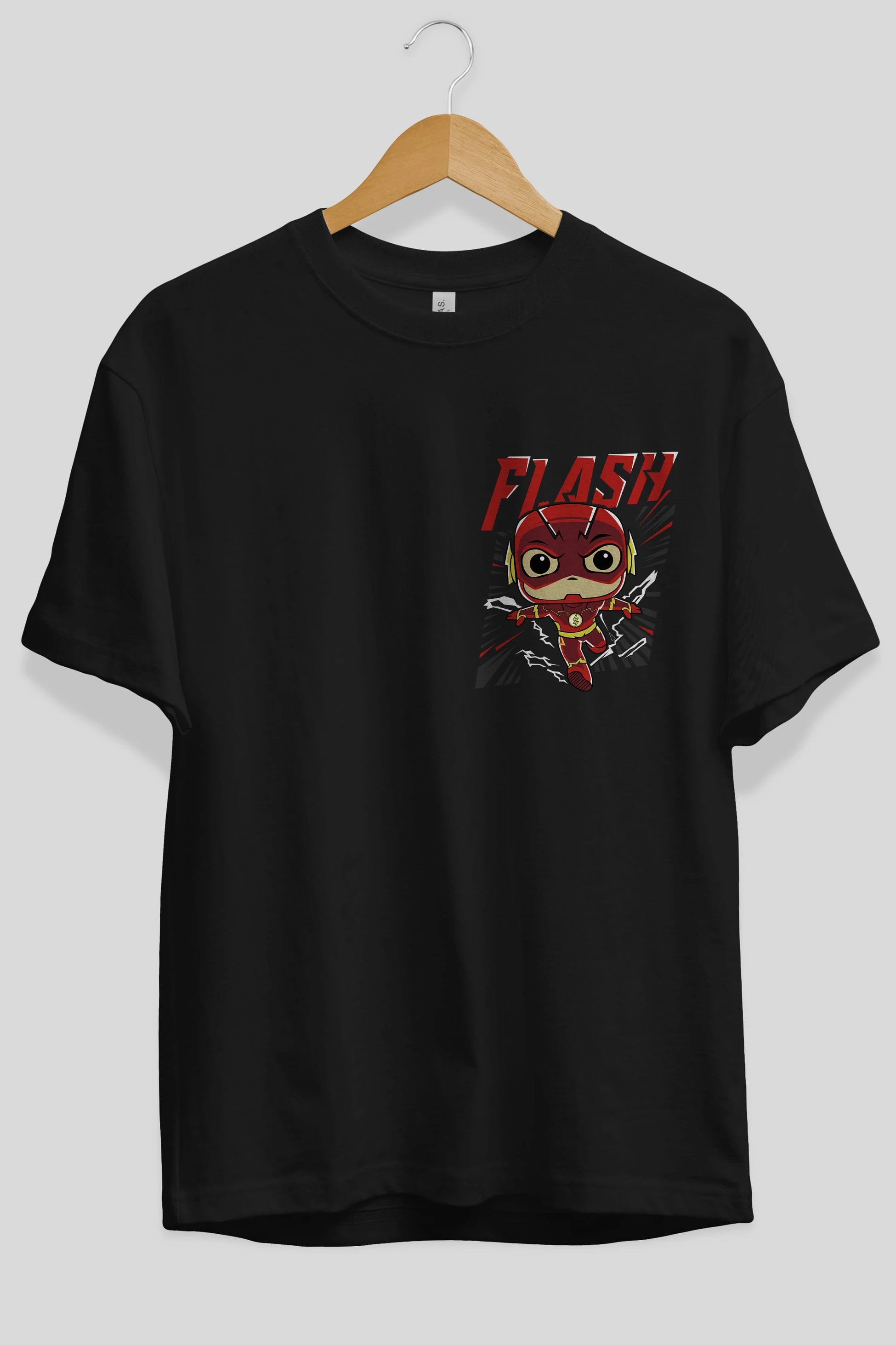 Flash Avengers (4) Ön Sol Baskılı Oversize t-shirt Erkek Kadın Unisex %100 Pamuk Bisiklet Yaka tişort