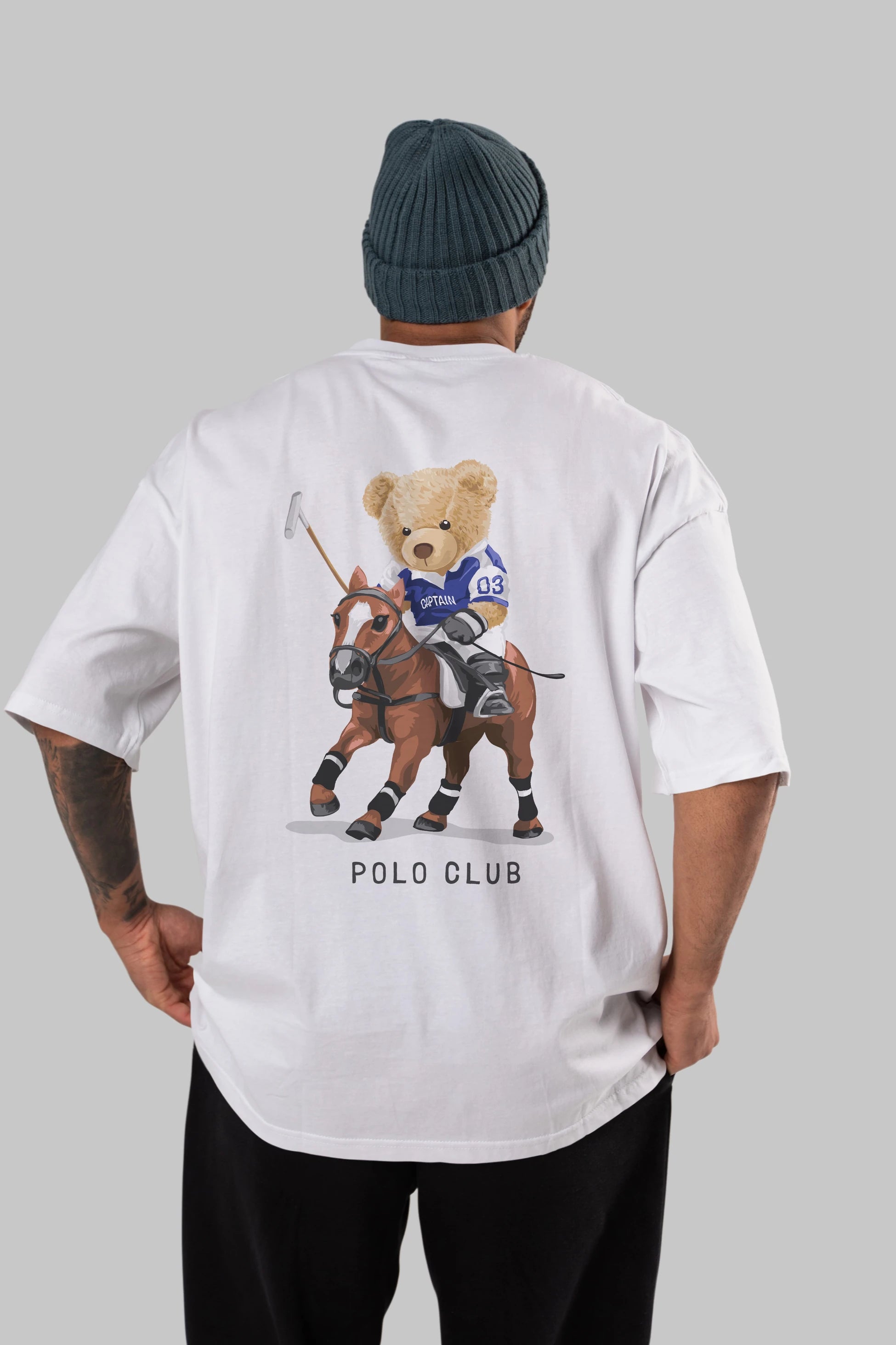 Teddy Bear Polo Club Arka Baskılı Oversize t-shirt Erkek Kadın Unisex %100 Pamuk