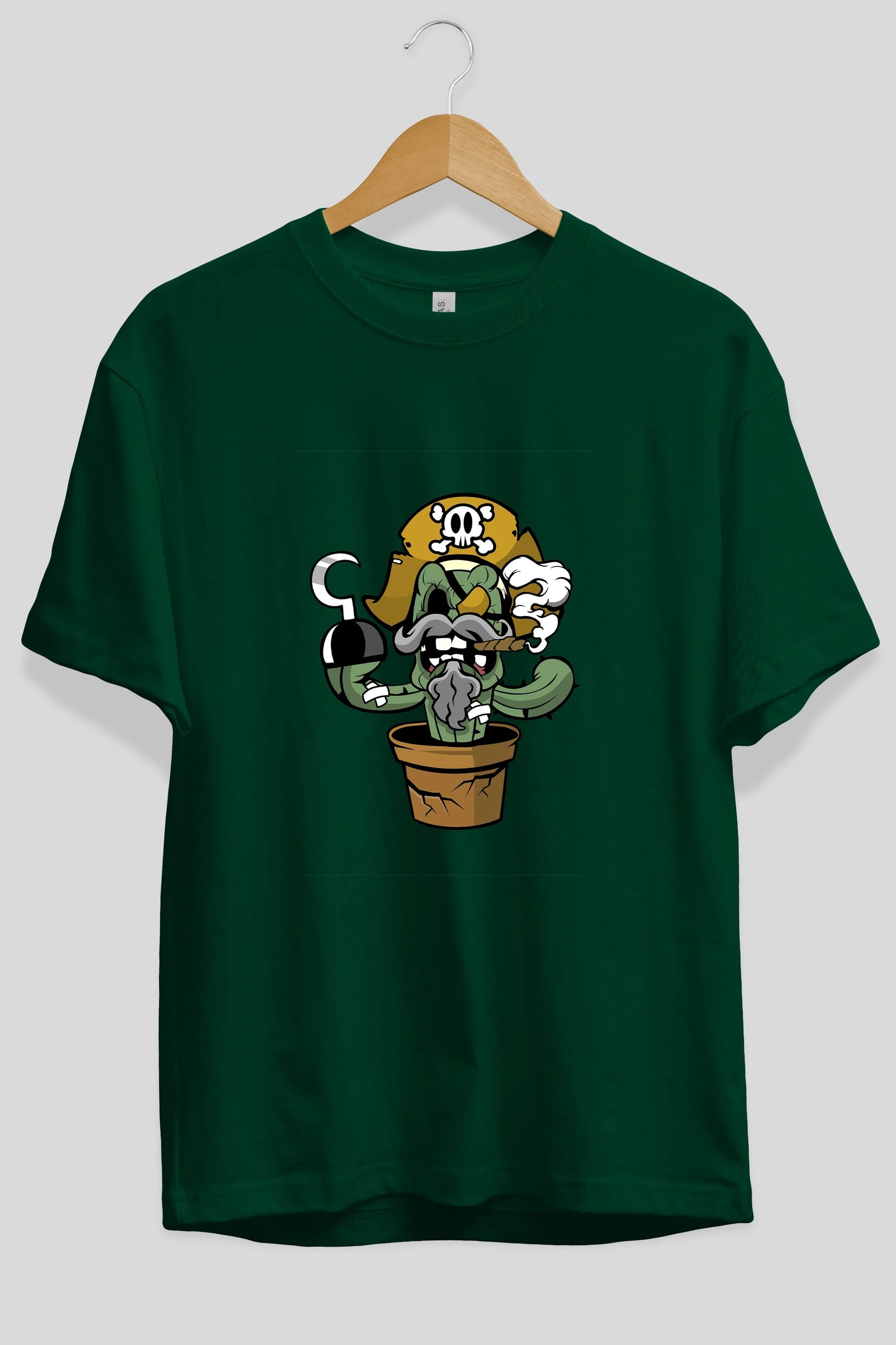Pirate Cactus Ön Baskılı Oversize t-shirt Erkek Kadın Unisex %100 Pamuk tişort