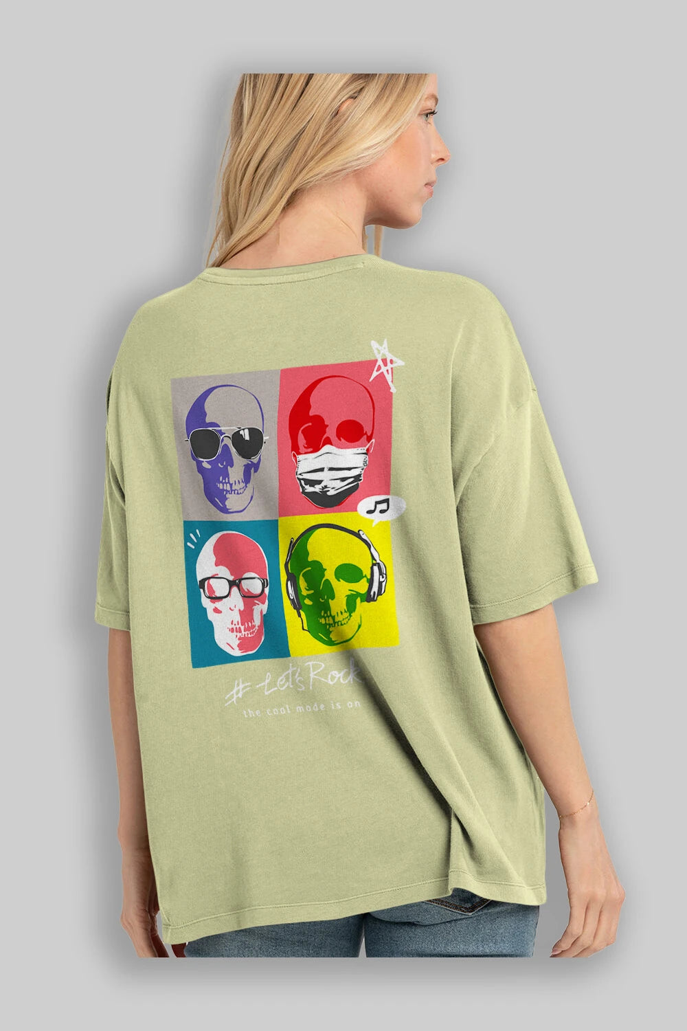 Lets Rock Arka Baskılı Oversize t-shirt Erkek Kadın Unisex