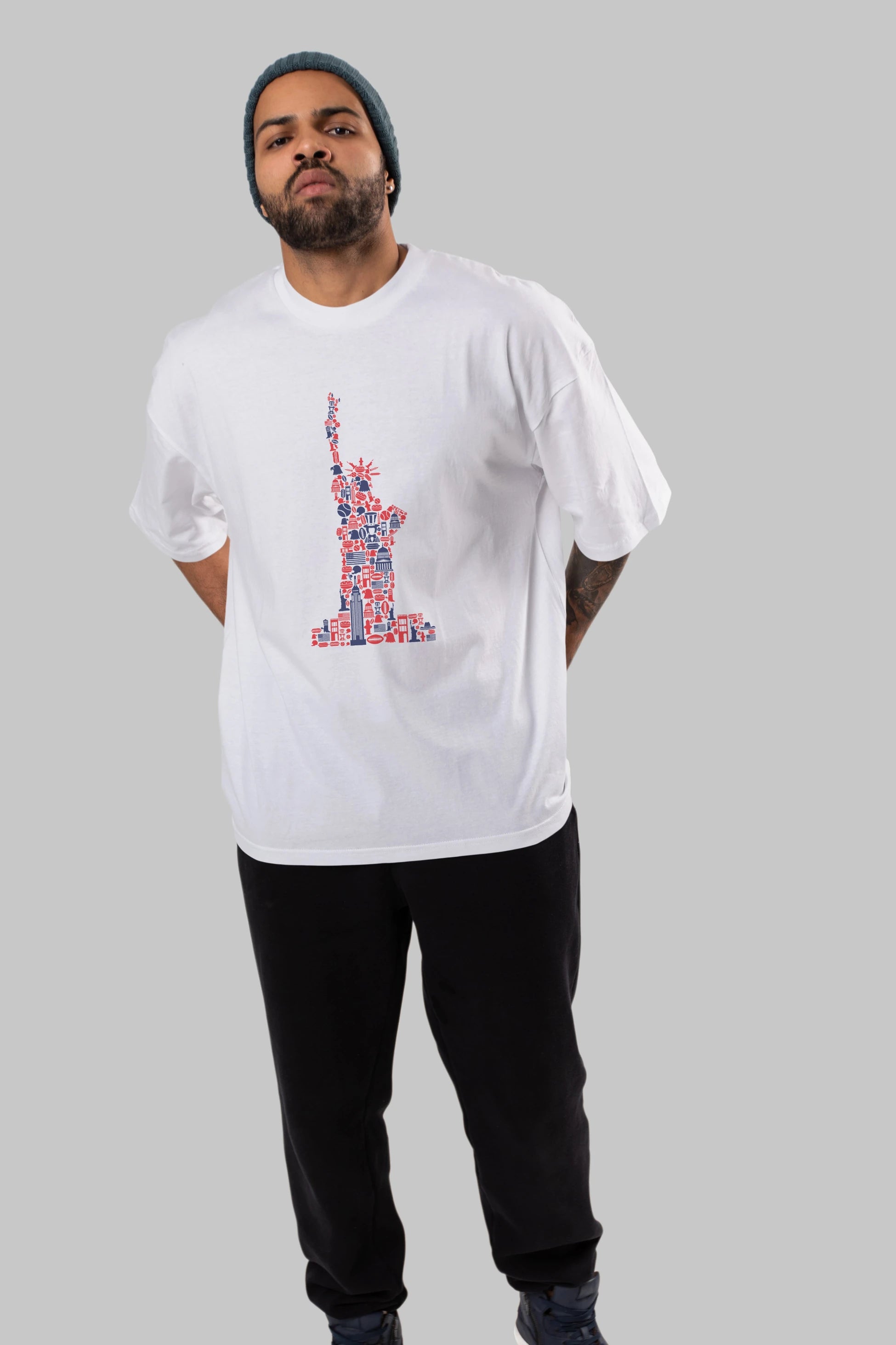 Liberty Ön Baskılı Oversize t-shirt %100 pamuk Erkek Kadın Unisex