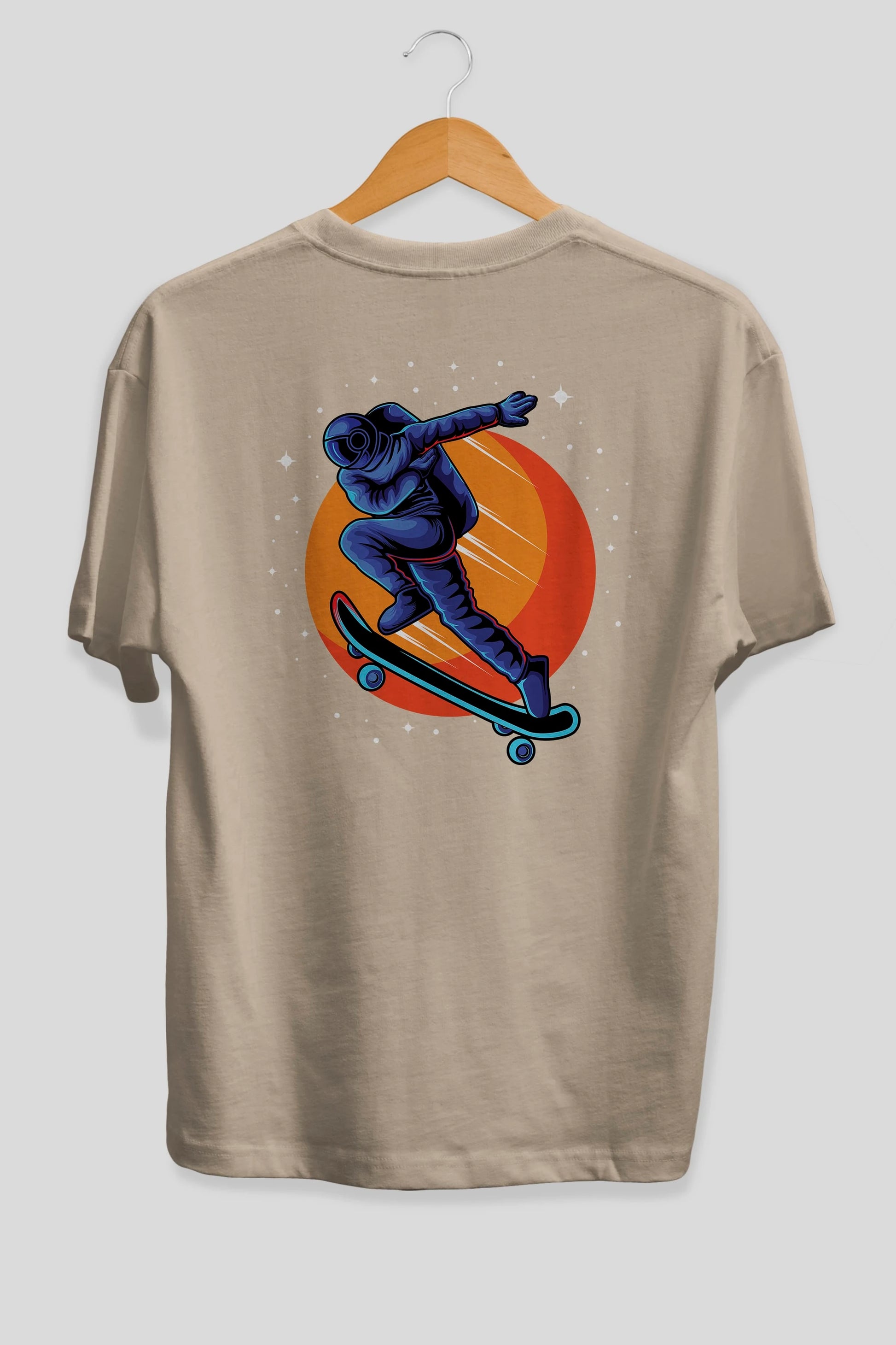 Astroskate Run Arka Baskılı Oversize t-shirt Erkek Kadın Unisex