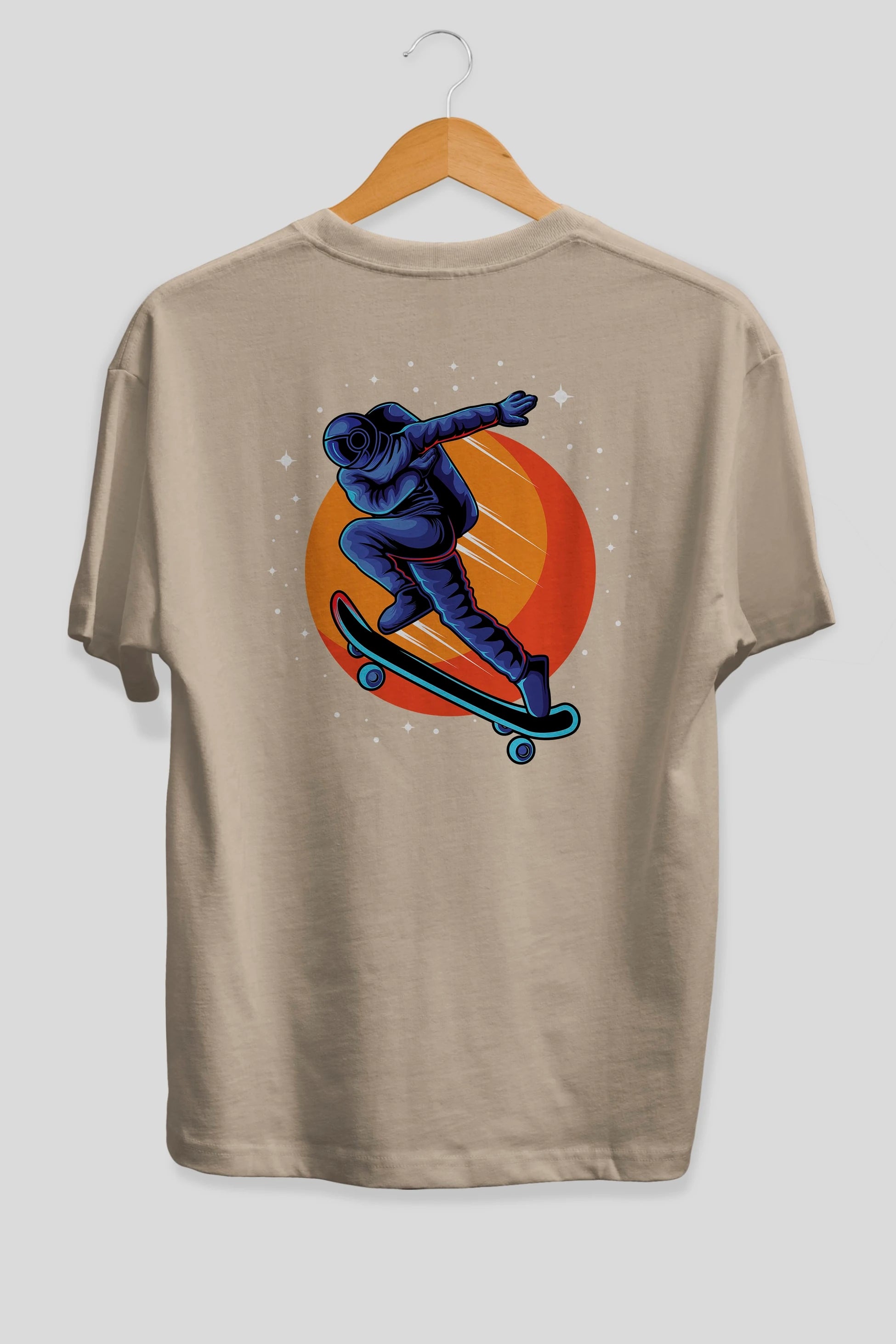 Astroskate Run Arka Baskılı Oversize t-shirt Erkek Kadın Unisex