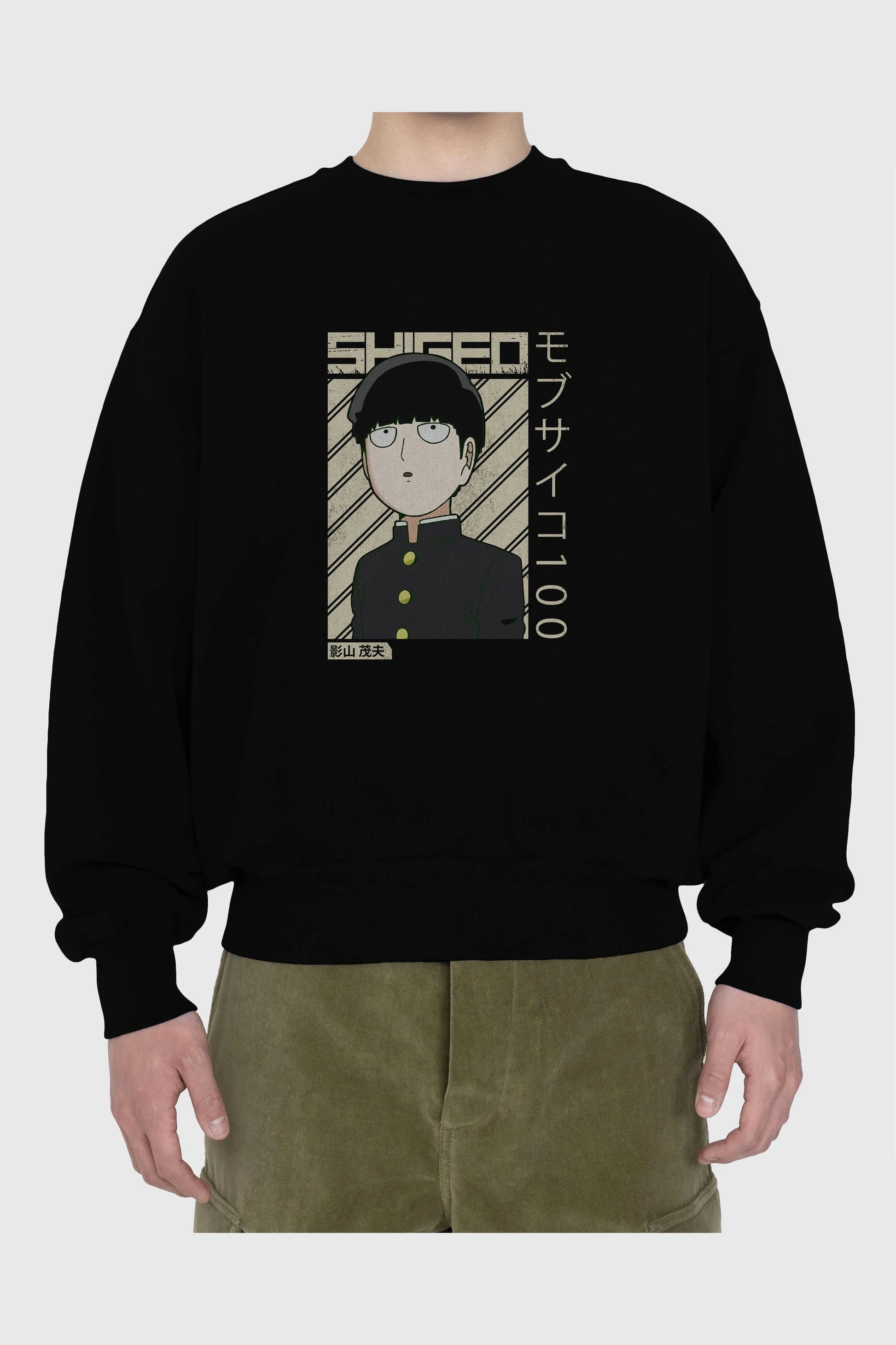 Shigeo Kageyama 2 Anime Ön Baskılı Oversize Sweatshirt Erkek Kadın Unisex