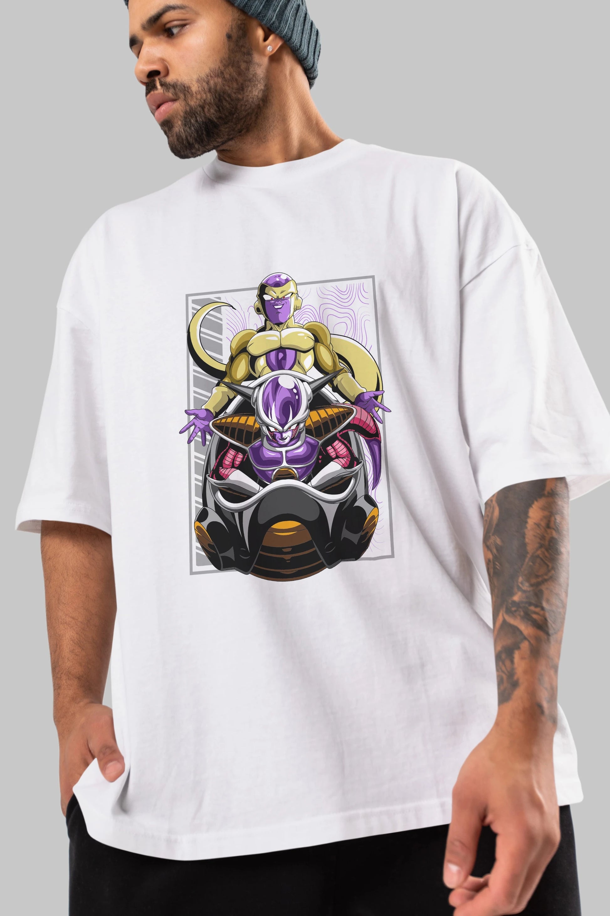 DragonBall Freezer Anime Ön Baskılı Oversize t-shirt %100 pamuk Erkek Kadın Unisex