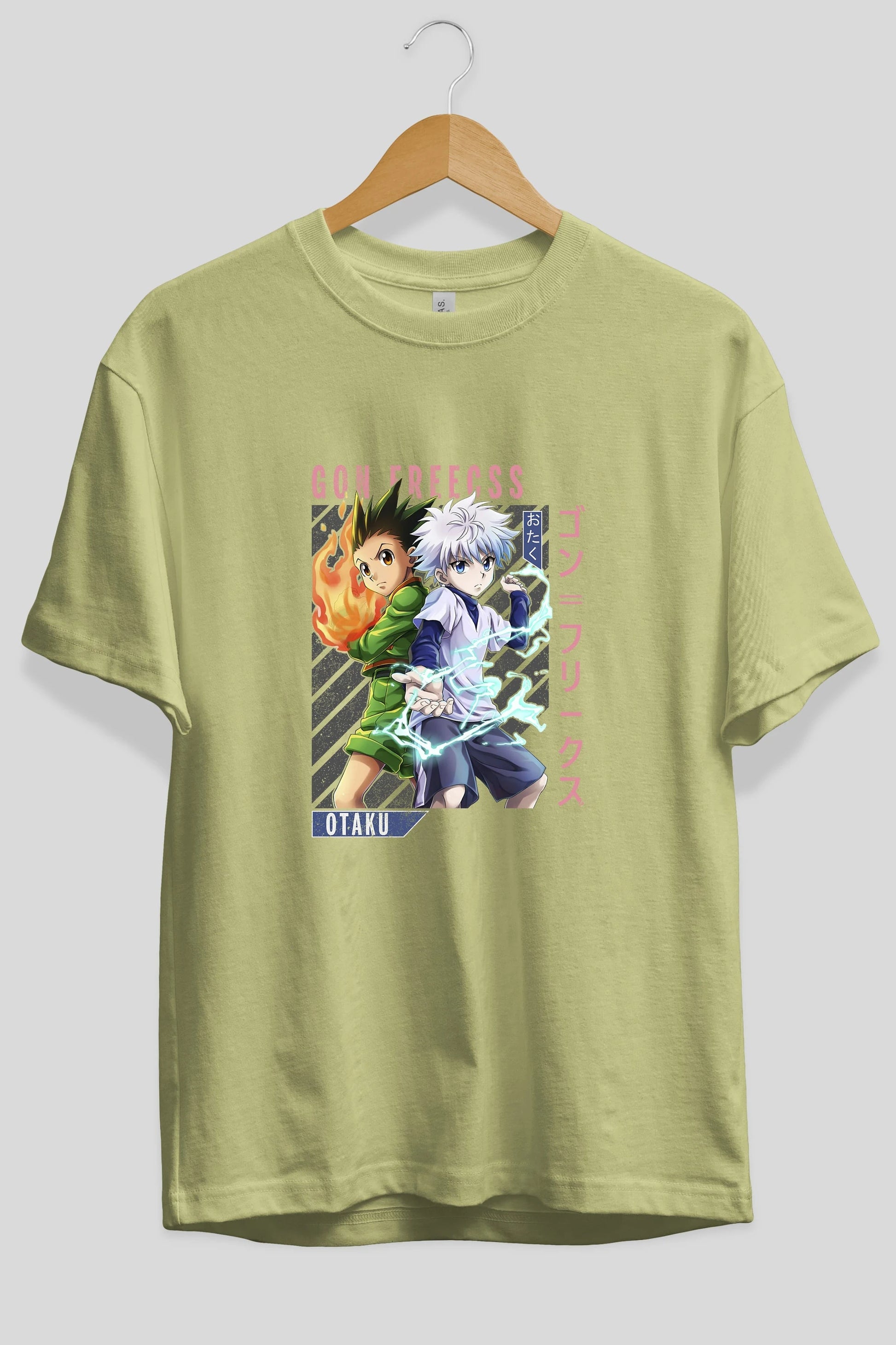 Gon Freecss HUNTER X HUNTER 1 Anime Ön Baskılı Oversize t-shirt %100 pamuk Erkek Kadın Unisex