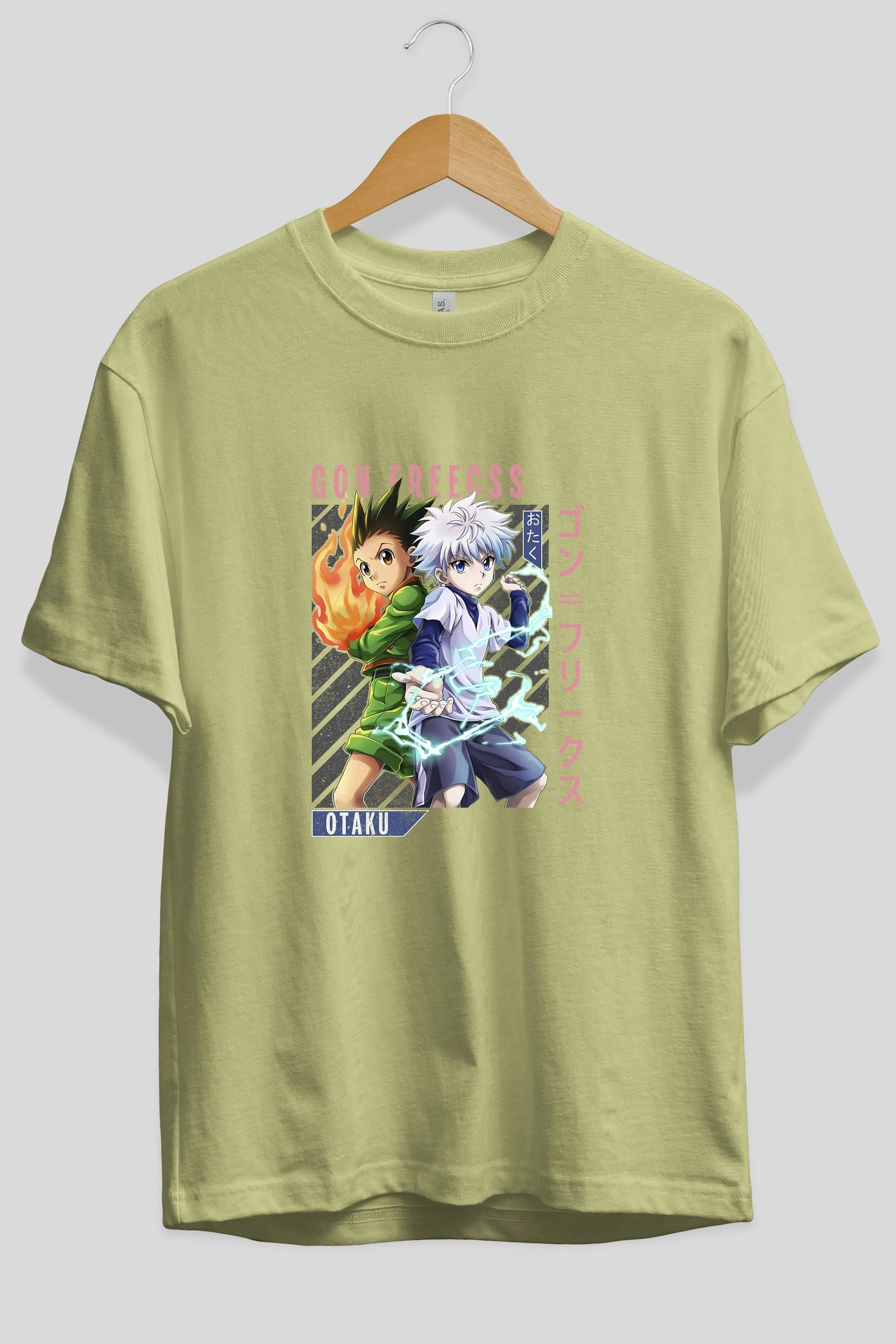Gon Freecss HUNTER X HUNTER 1 Anime Ön Baskılı Oversize t-shirt %100 pamuk Erkek Kadın Unisex