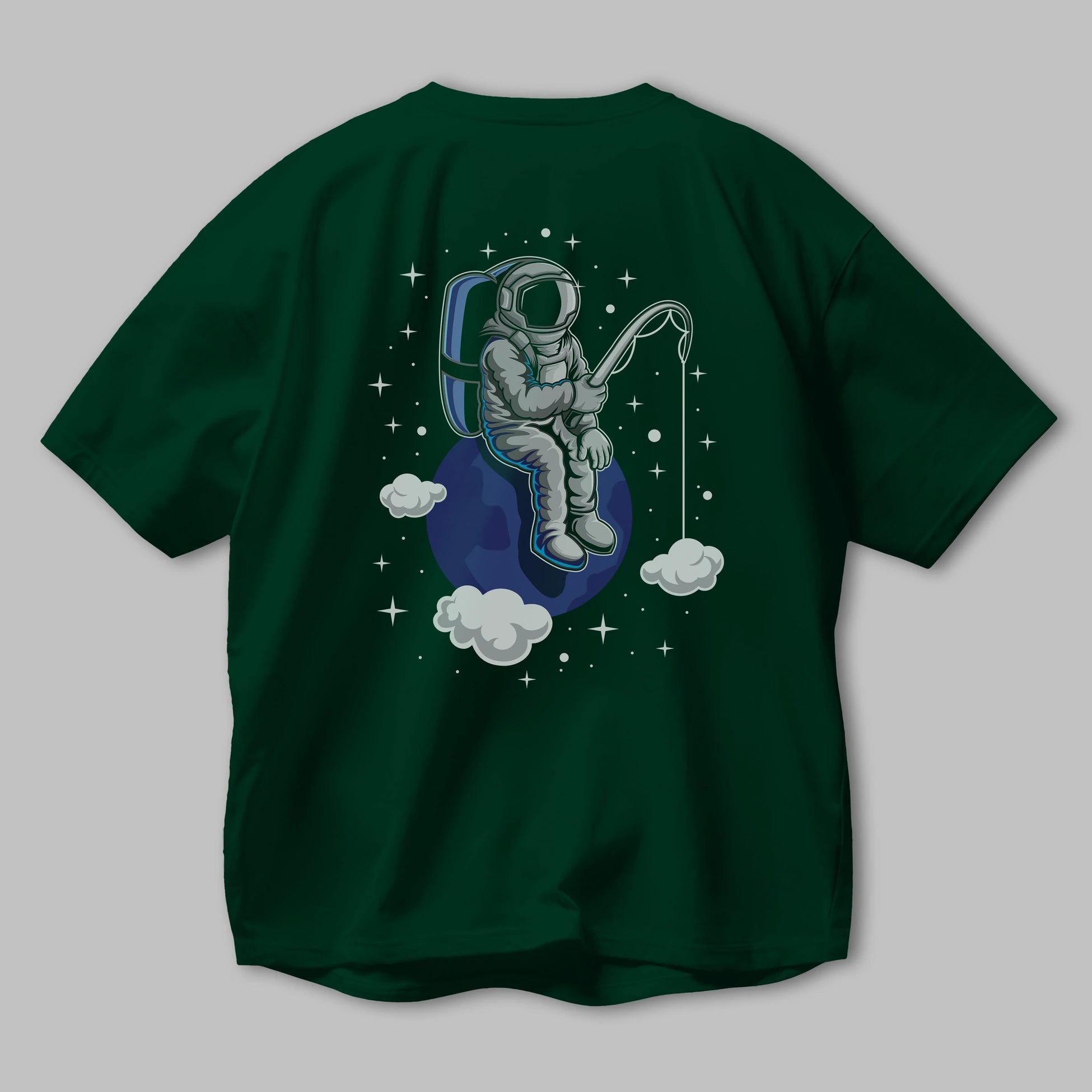 Astronaut Fishing (2) Arka Baskılı Oversize t-shirt Erkek Kadın Unisex