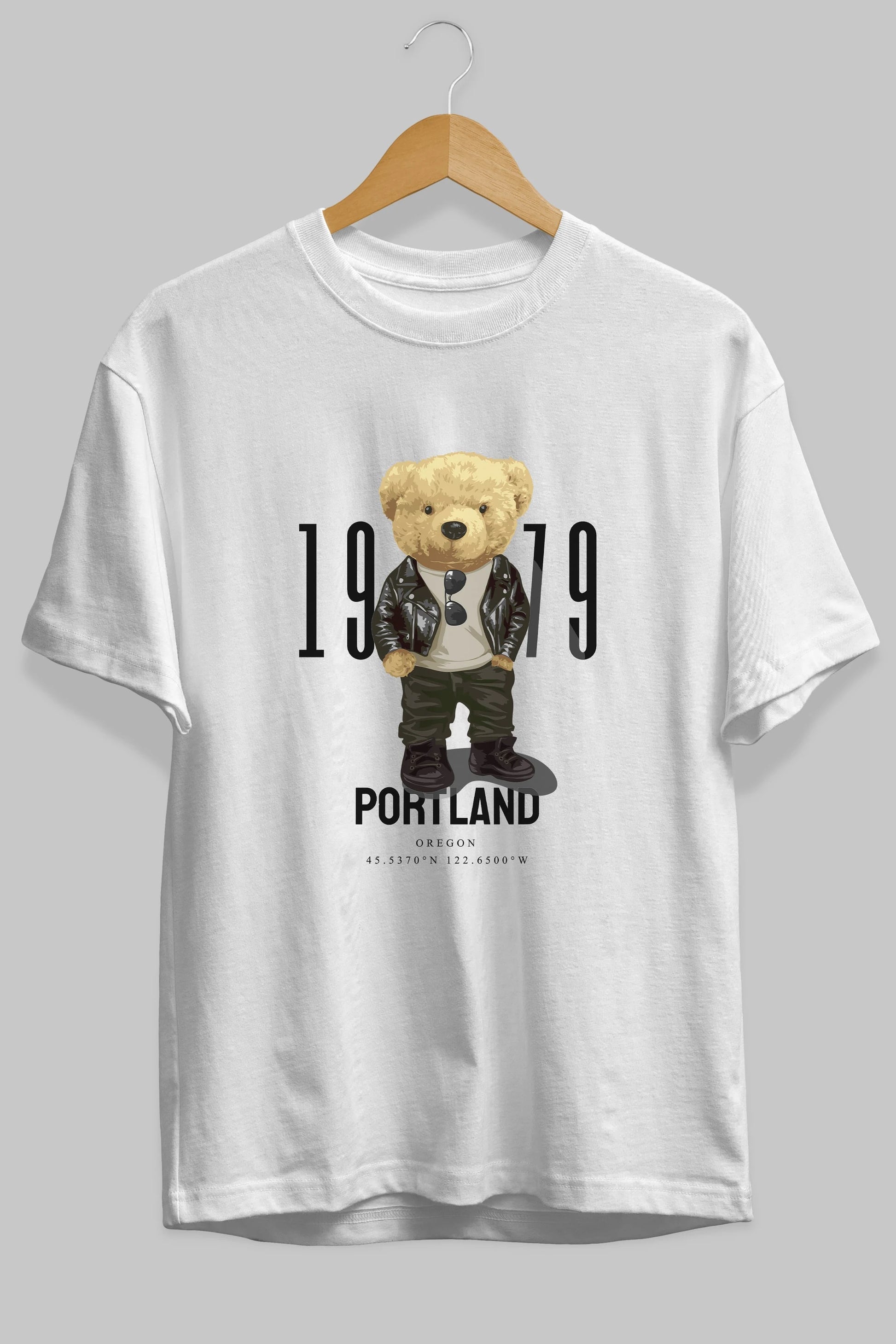 Teddy Bear Portland Ön Baskılı Oversize t-shirt Erkek Kadın Unisex %100 Pamuk