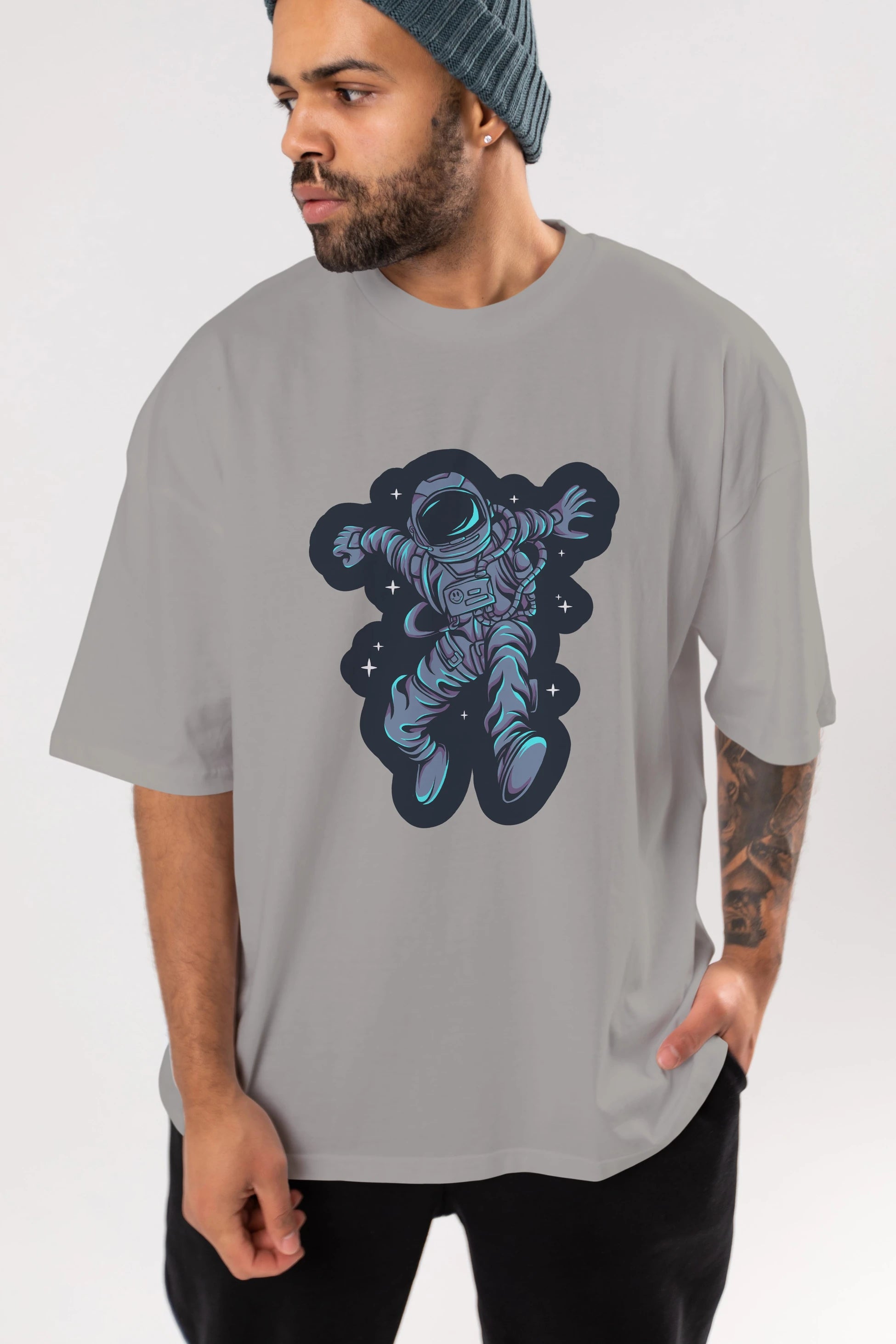 Astrostars sticker Ön Baskılı Oversize t-shirt Erkek Kadın Unisex