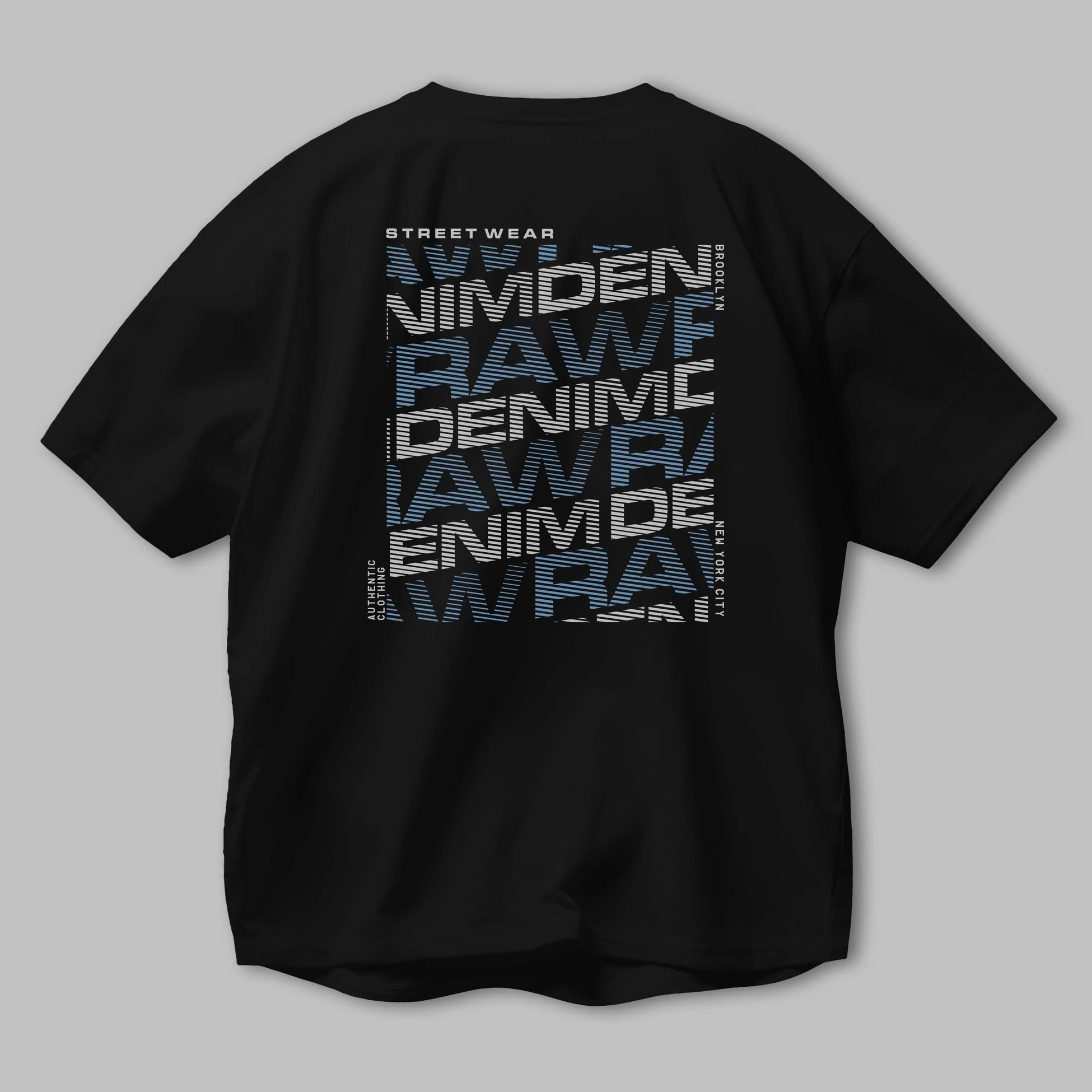 Raw Denim Arka Baskılı Oversize t-shirt Erkek Kadın Unisex