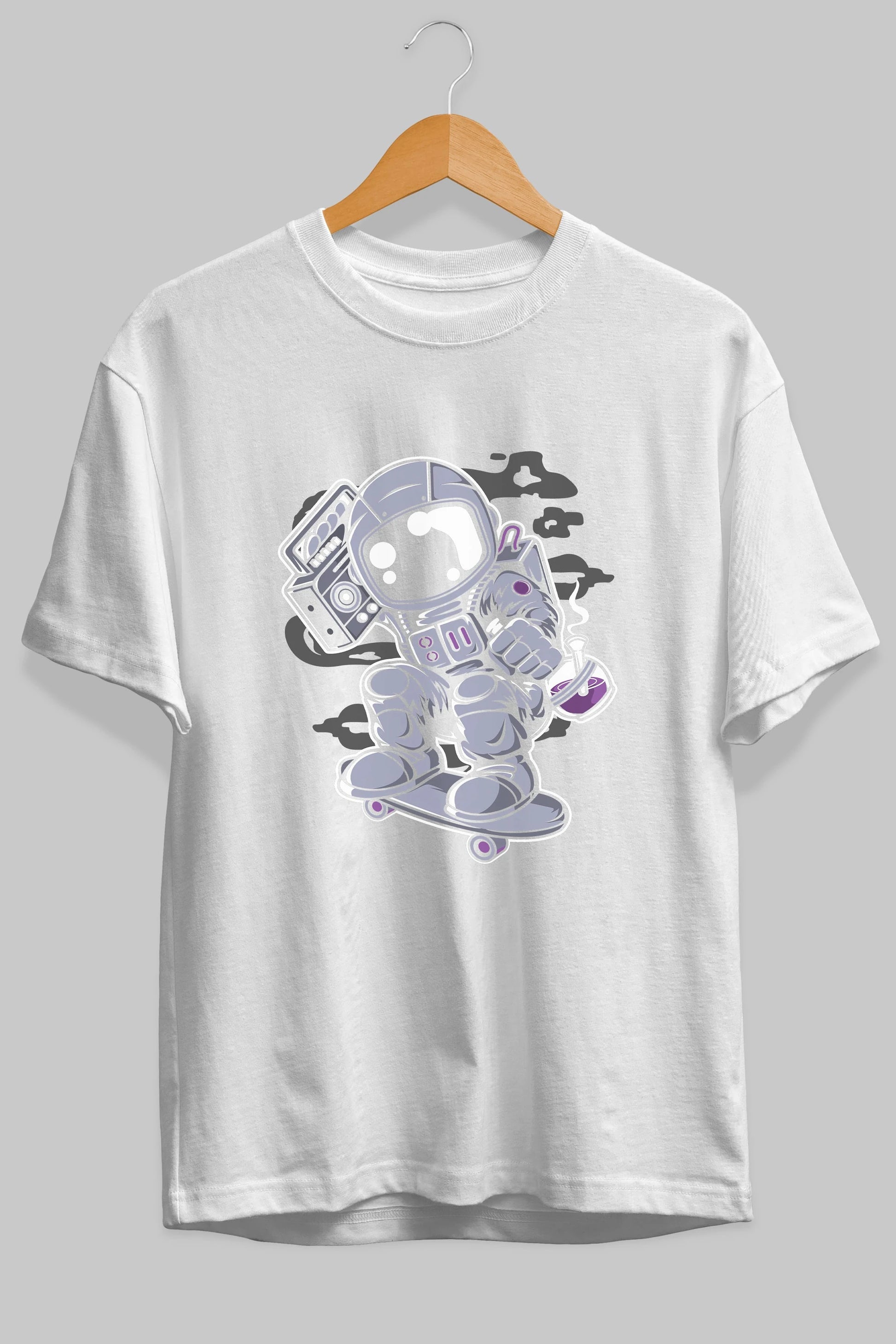 Astroanut Skater Boombox Ön Baskılı Oversize t-shirt Erkek Kadın Unisex