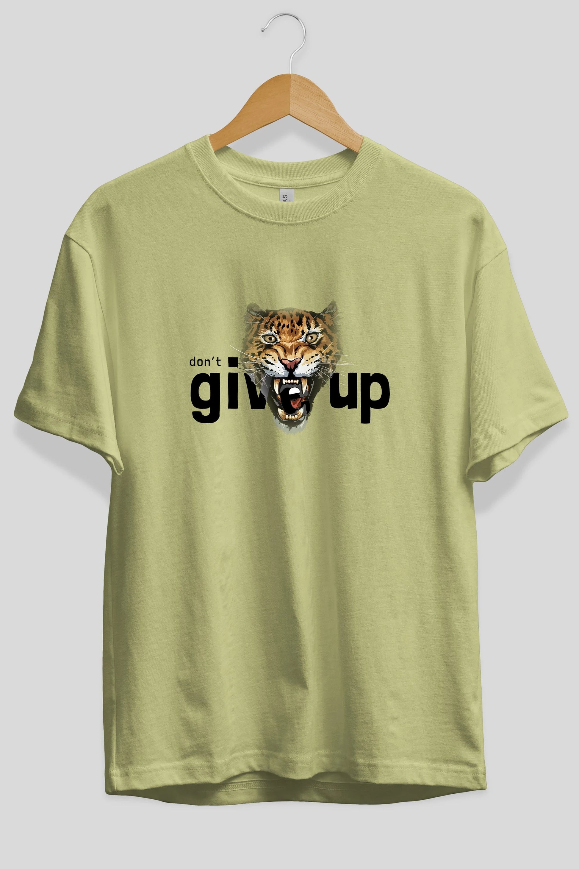 Teddy Bear Dont Give Up Ön Baskılı Oversize t-shirt Erkek Kadın Unisex %100 Pamuk