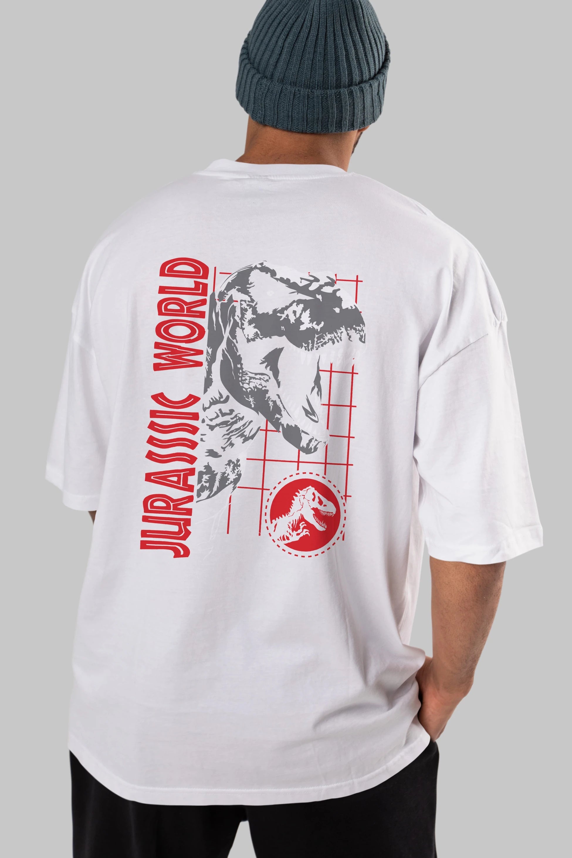 Jurassic Park (2) Arka Baskılı Oversize t-shirt Erkek Kadın Unisex %100 Pamuk Bisiklet Yaka tişort