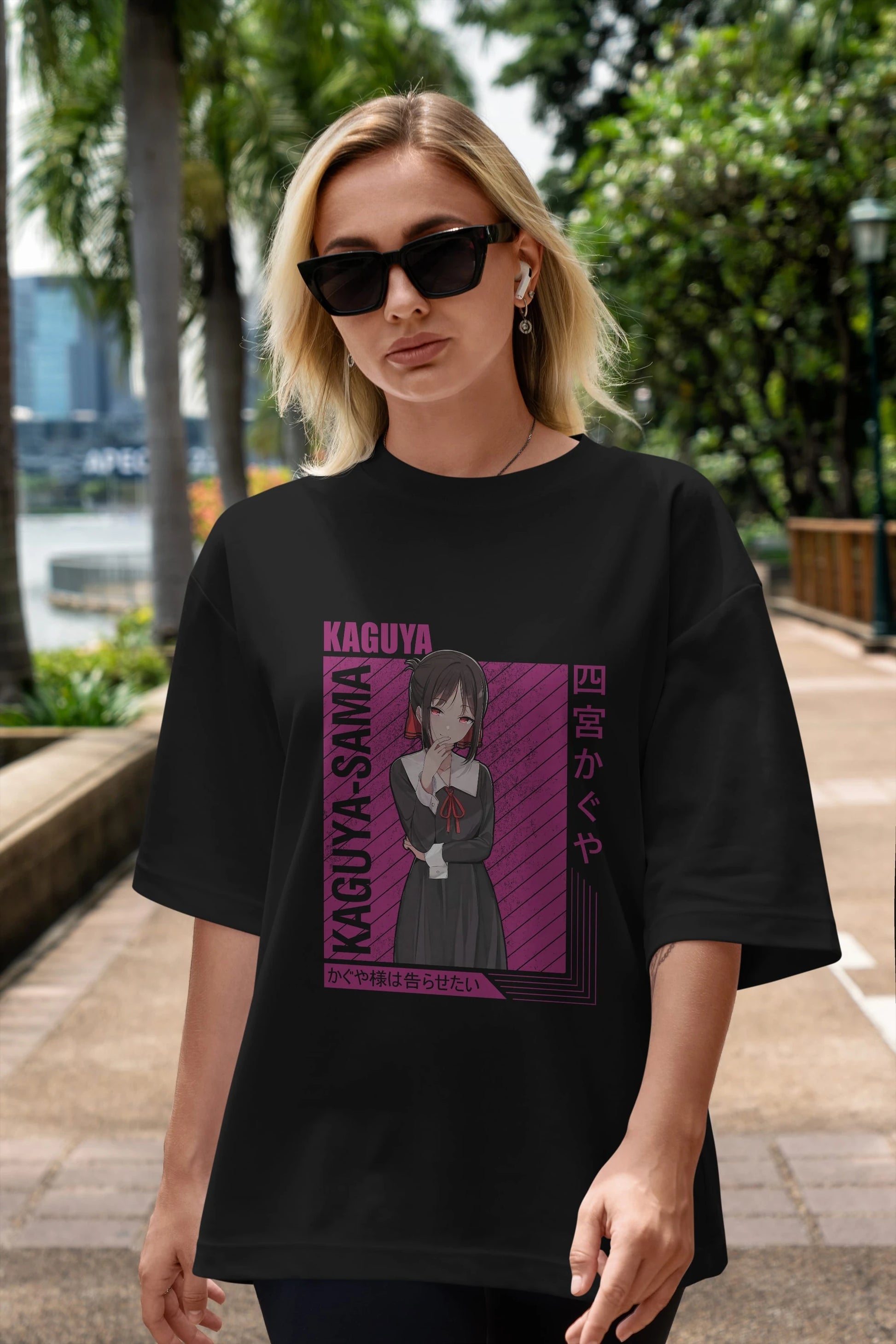 Kaguya Shinomiya 4 1 Anime Ön Baskılı Oversize t-shirt %100 pamuk Erkek Kadın Unisex