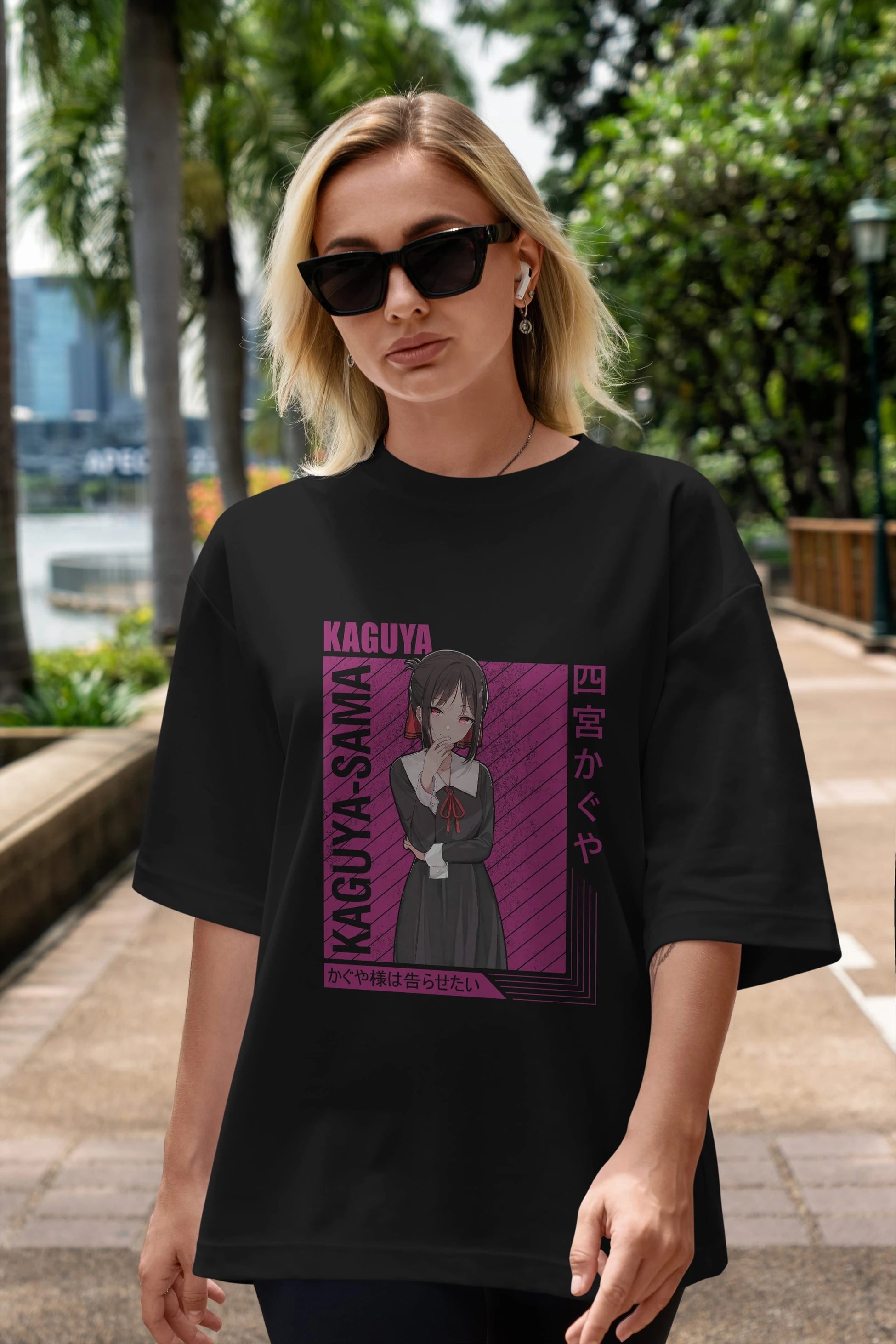Kaguya Shinomiya 4 1 Anime Ön Baskılı Oversize t-shirt %100 pamuk Erkek Kadın Unisex