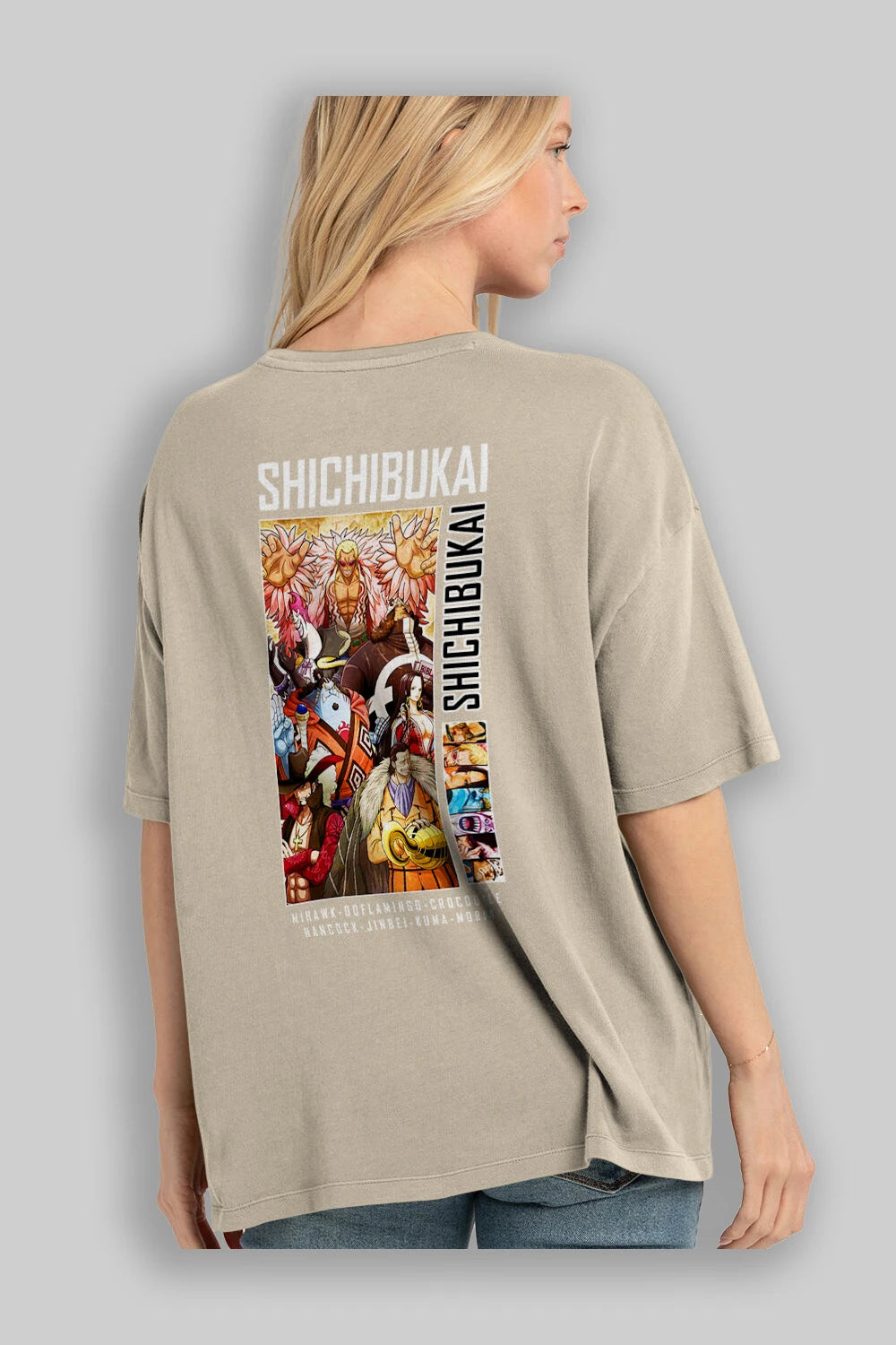 Shichibukai Anime Arka Baskılı Oversize t-shirt Erkek Kadın Unisex %100 pamuk tişort