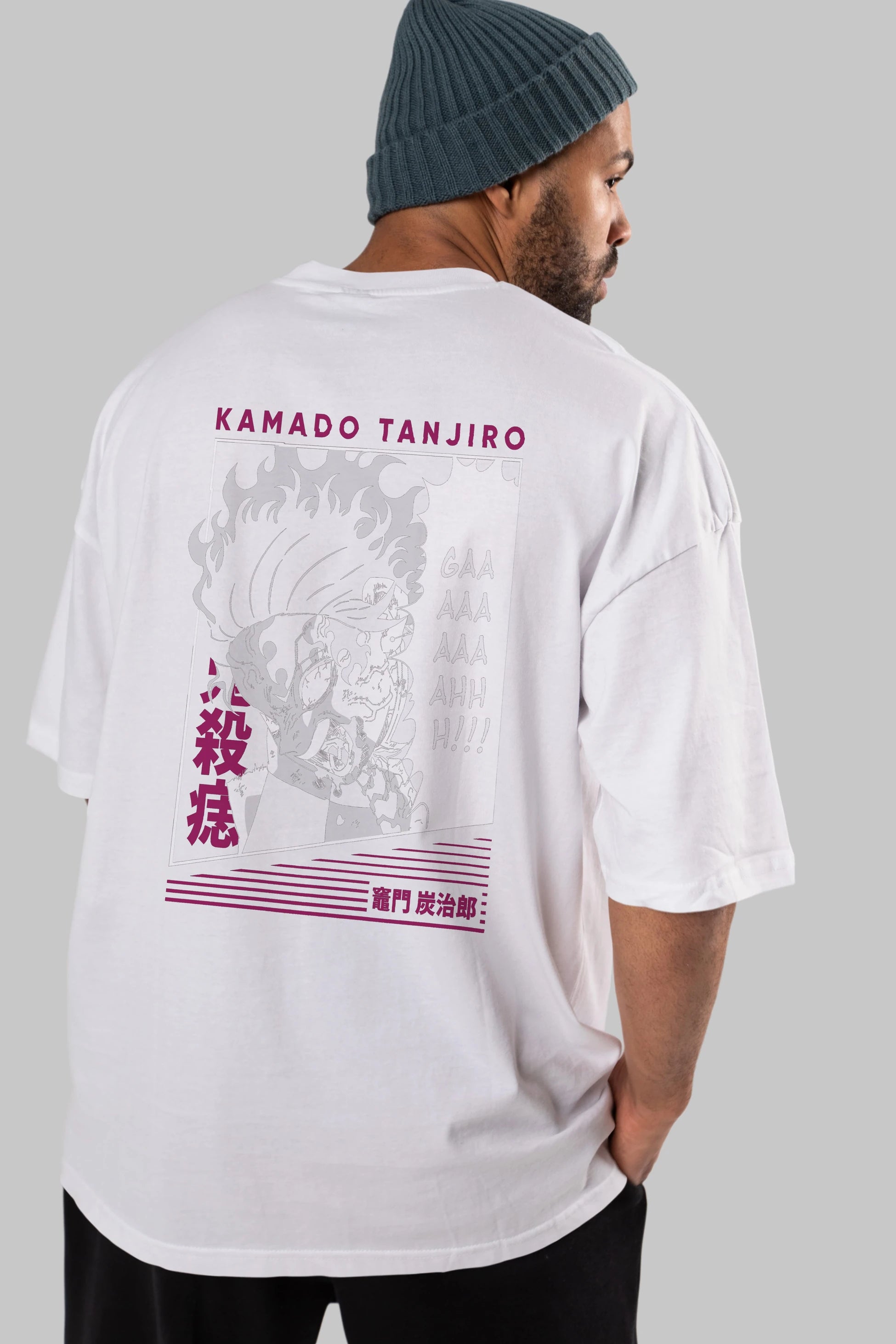 TANJIRO KAMADO 3 Anime Arka Baskılı Oversize t-shirt Erkek Kadın Unisex
