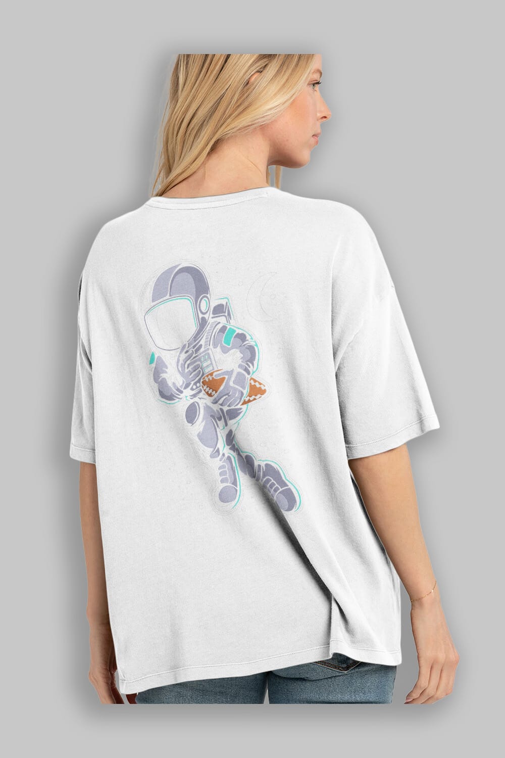 Astronaut Rugby Arka Baskılı Oversize t-shirt Erkek Kadın Unisex