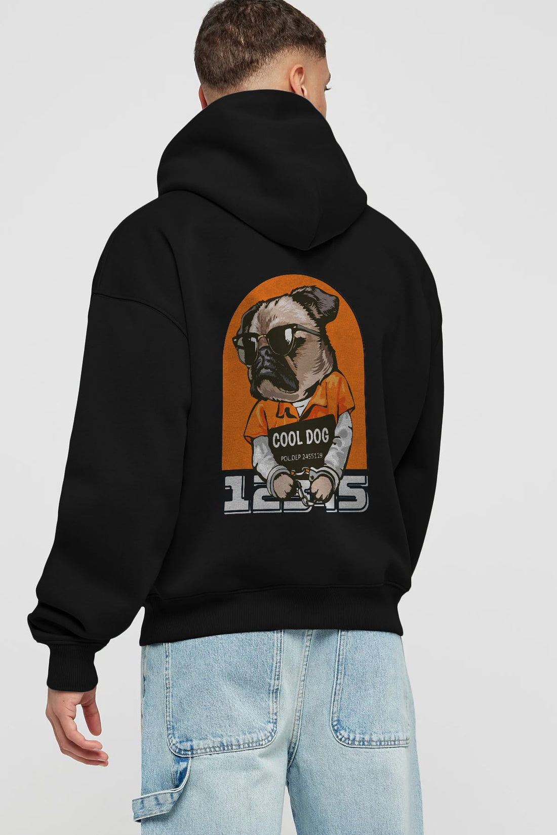 Cool Dog Arka Baskılı Oversize Hoodie Kapüşonlu Sweatshirt Erkek Kadın Unisex