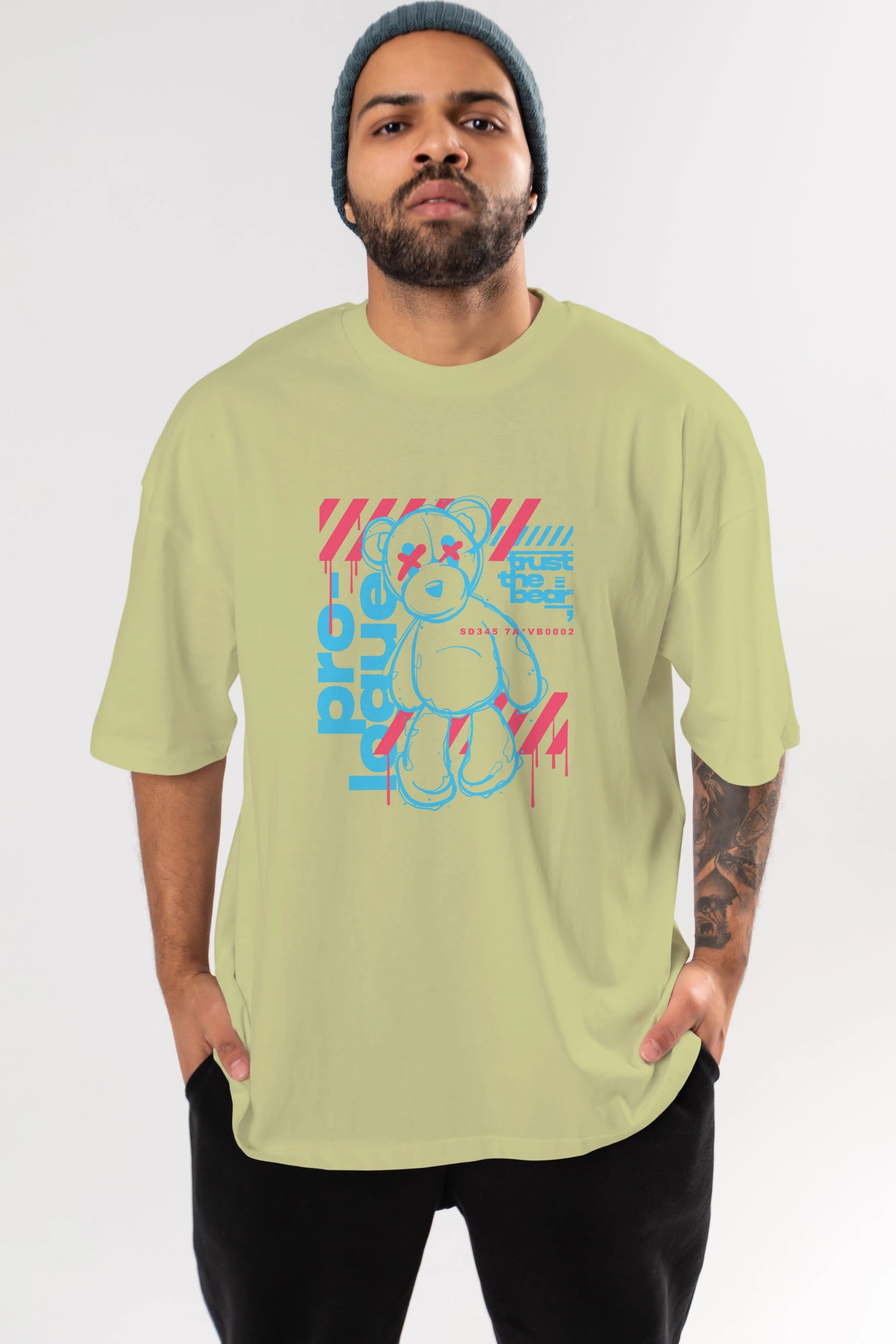 Trust The Bear Ön Baskılı Oversize t-shirt Erkek Kadın Unisex