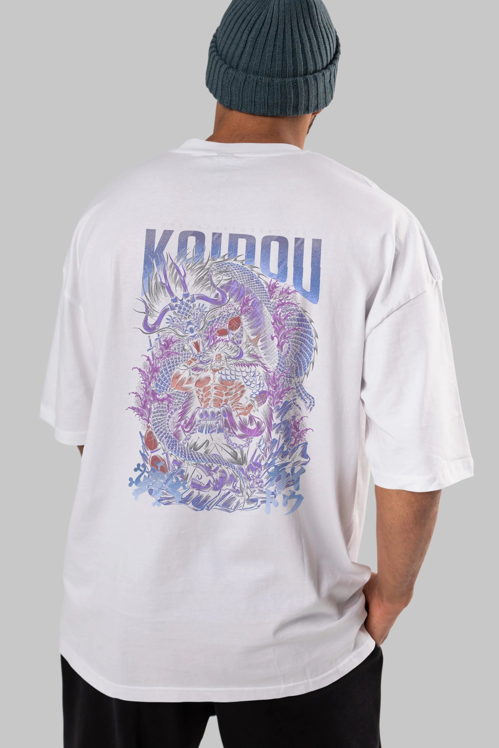 KAIDOU ONE PIECE Anime Arka Baskılı Oversize t-shirt Erkek Kadın Unisex