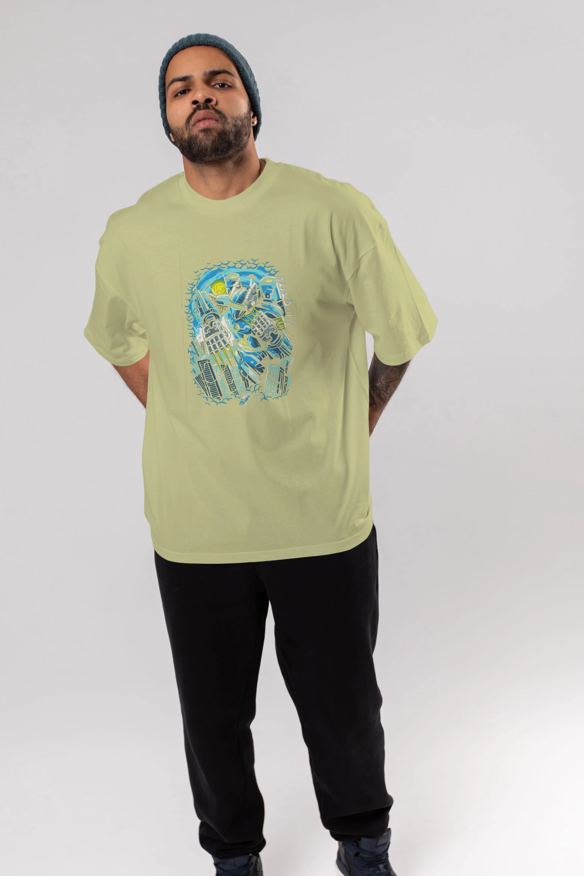 Destroy The City Ön Baskılı Oversize t-shirt Erkek Kadın Unisex %100 Pamuk tişort