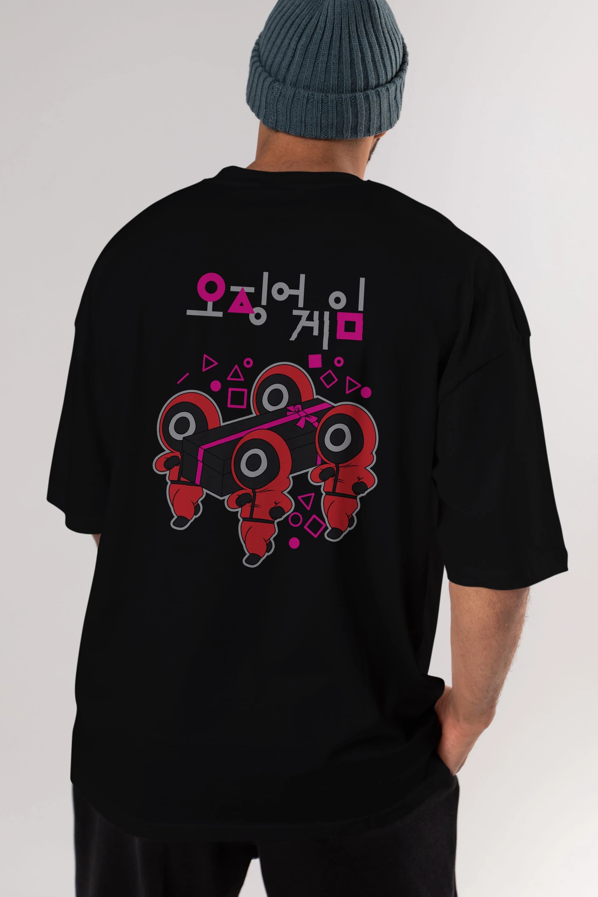 Squid Game (6) Arka Baskılı Oversize t-shirt Erkek Kadın Unisex %100 Pamuk Bisiklet Yaka tişort