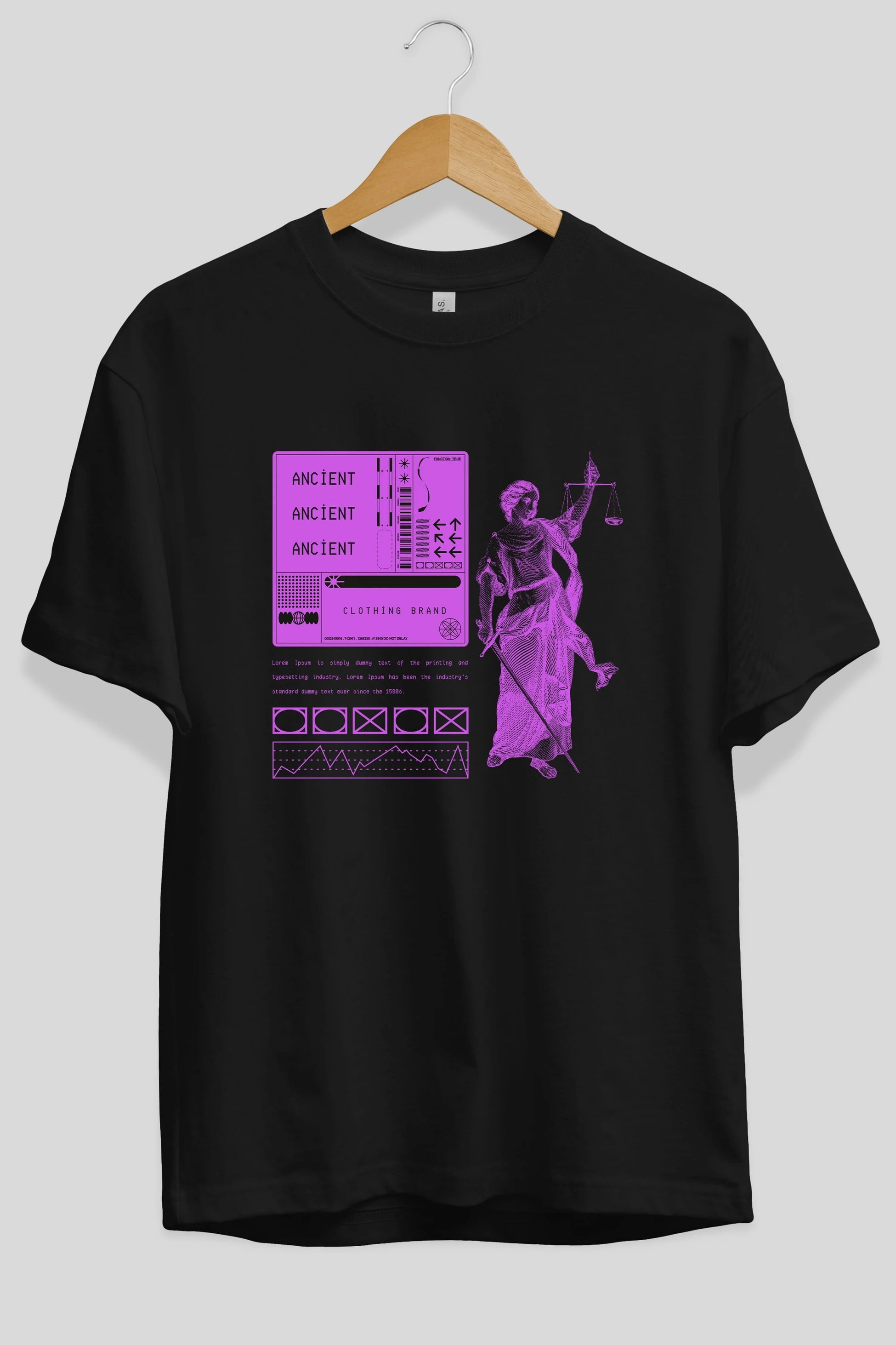 Ancient Streetwear Ön Baskılı Oversize t-shirt Erkek Kadın Unisex