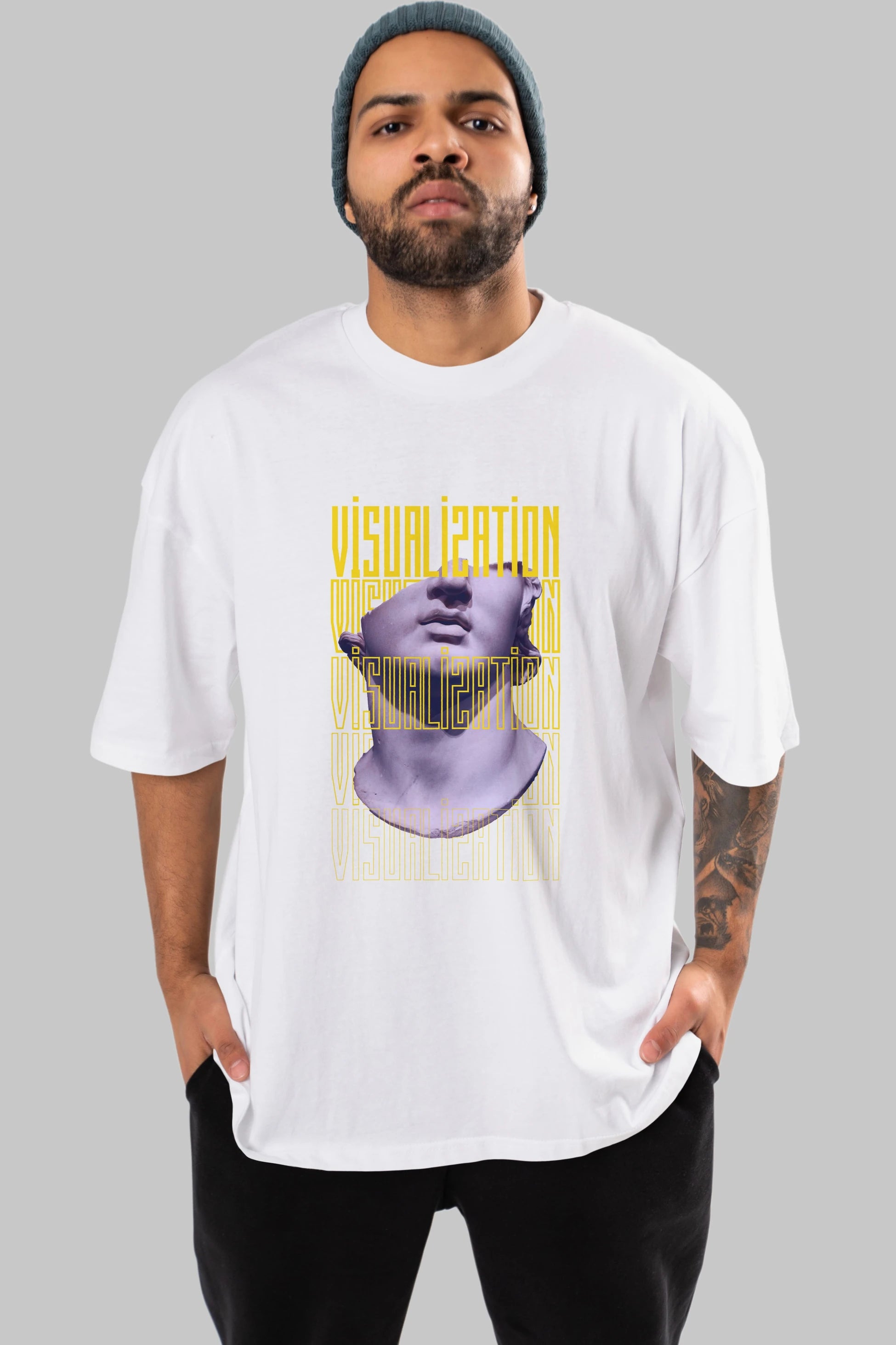 Visualization Yazılı Ön Baskılı Oversize t-shirt Erkek Kadın Unisex
