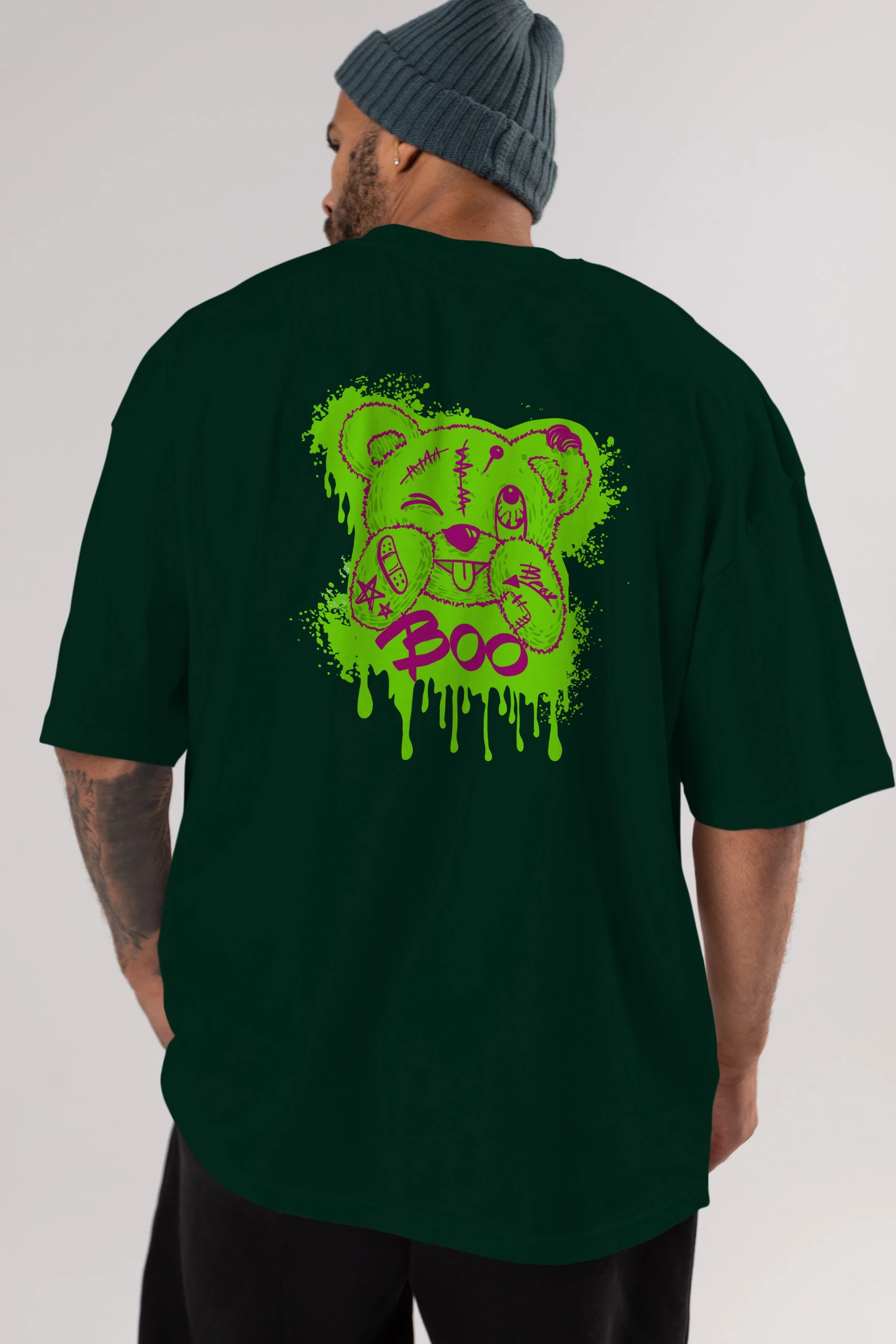 Boo  Bear Arka Baskılı Oversize t-shirt Erkek Kadın Unisex