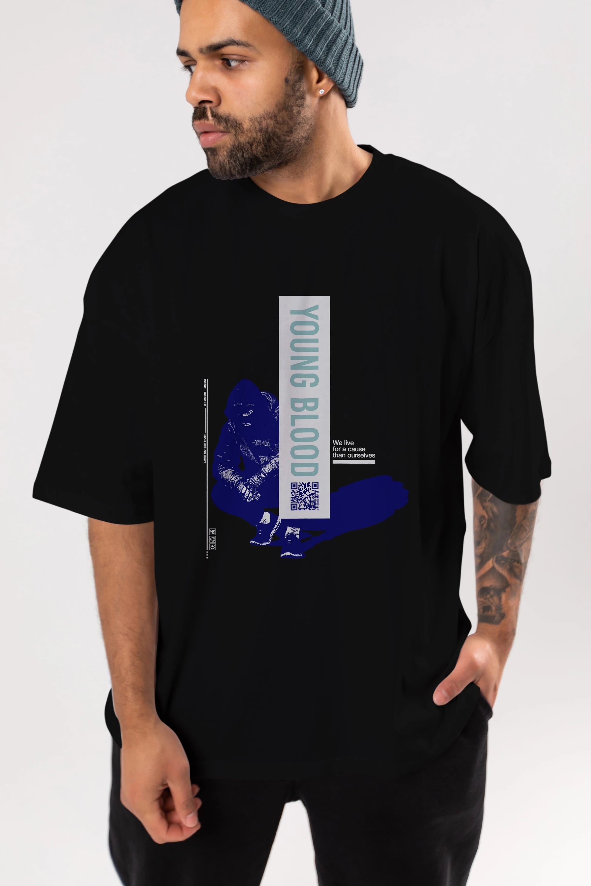 Young Blood Ön Baskılı Oversize t-shirt Erkek Kadın Unisex