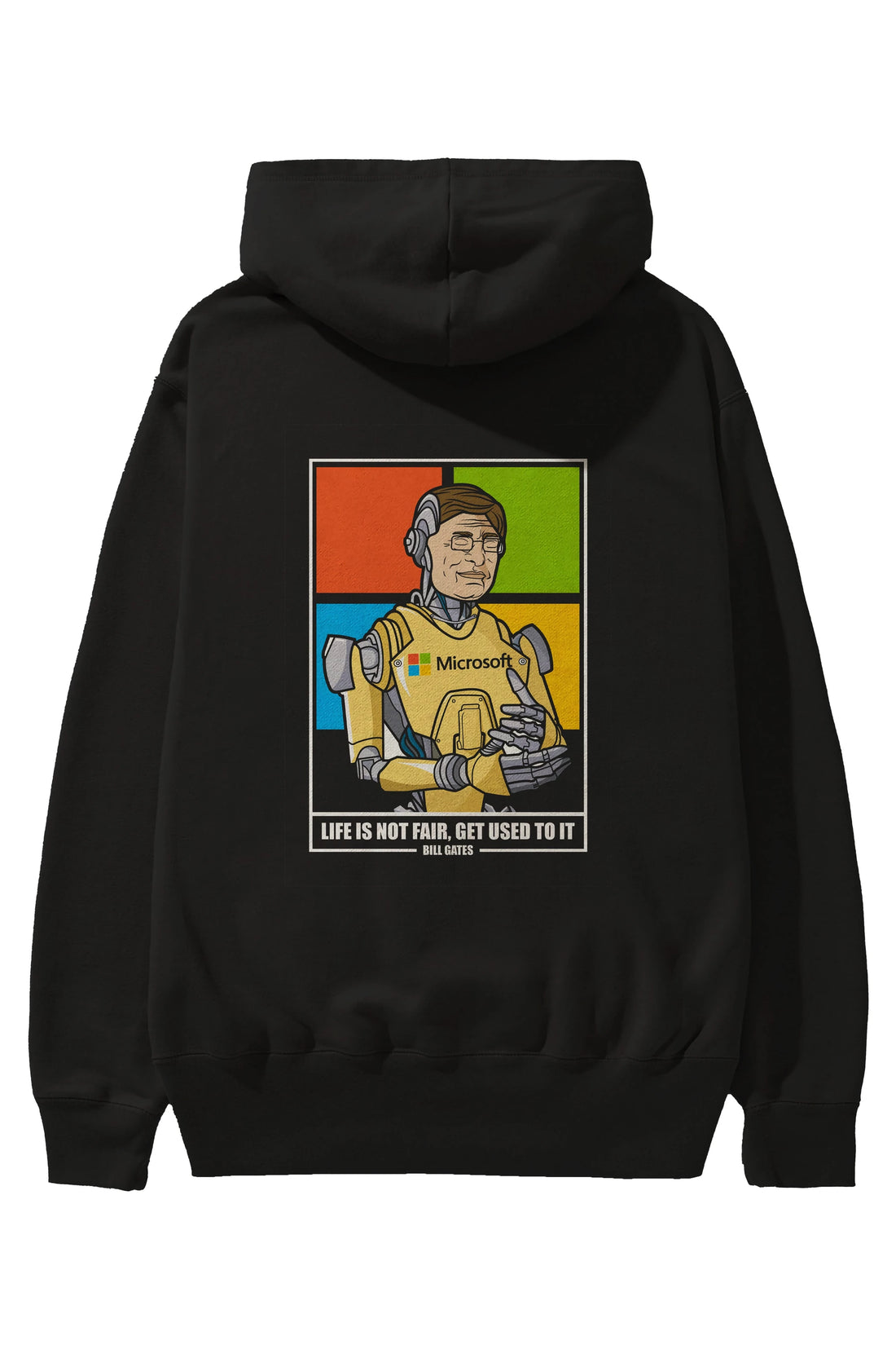 Bill Gates Robot Human Arka Baskılı Hoodie Oversize Kapüşonlu Sweatshirt Erkek Kadın Unisex