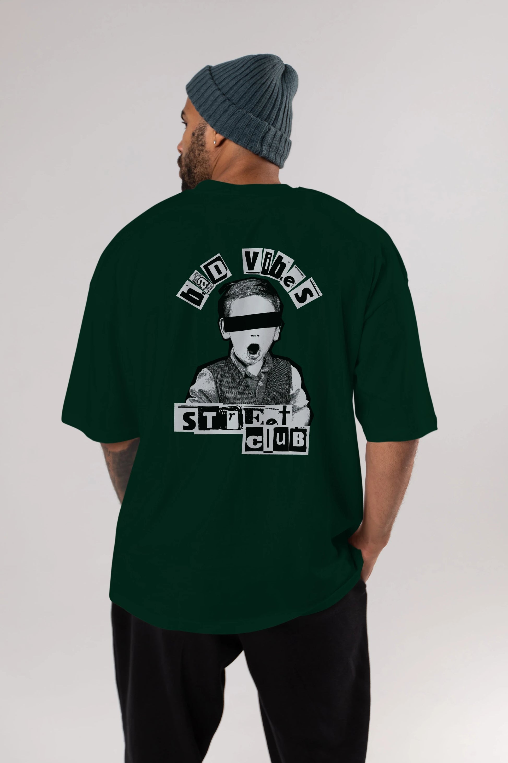 Bad Vibes Street Club Arka Baskılı Oversize t-shirt Erkek Kadın Unisex
