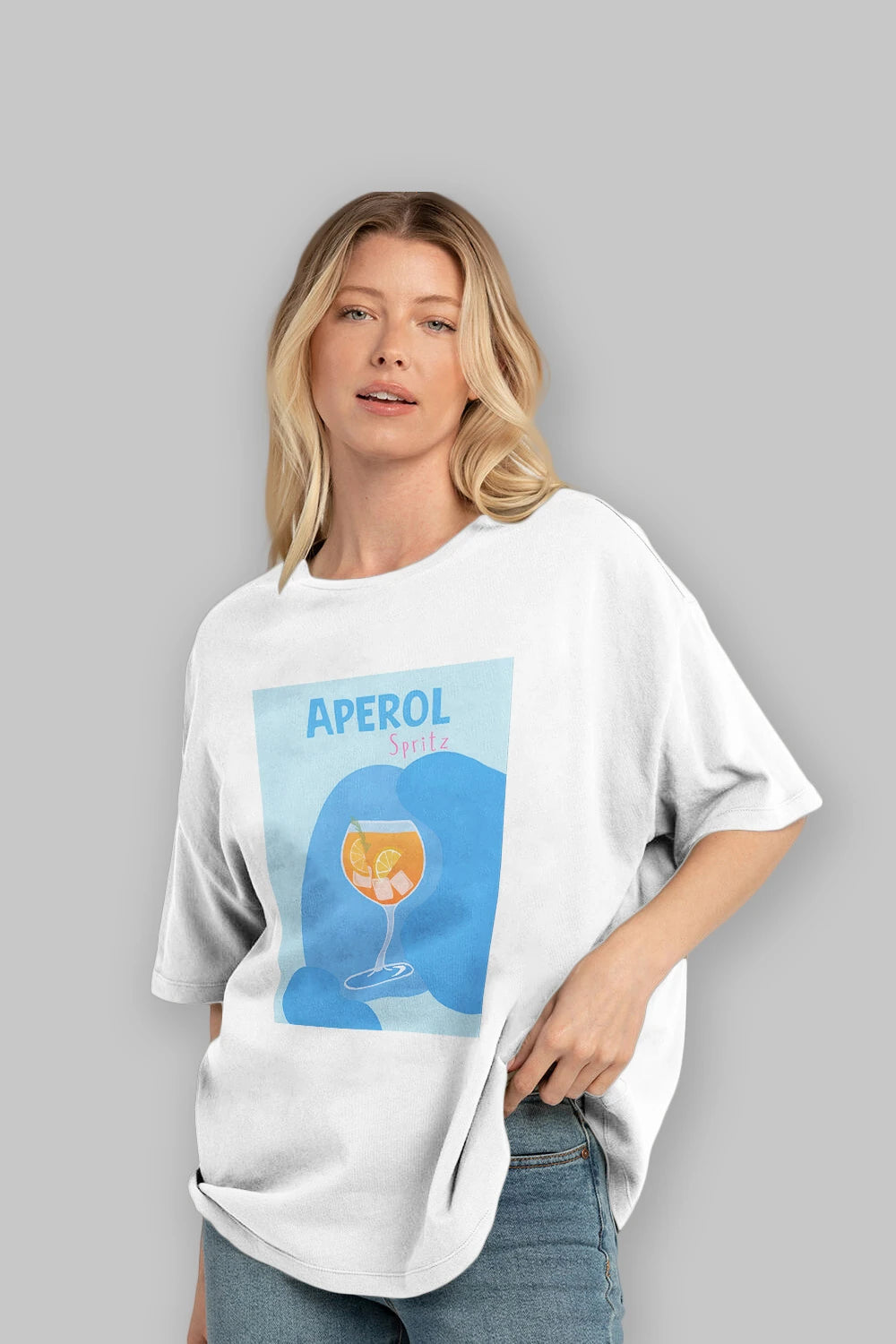 Aperol Spritz 10 Ön Baskılı Oversize t-shirt Erkek Kadın Unisex %100 Pamuk Bisiklet Yaka tişort