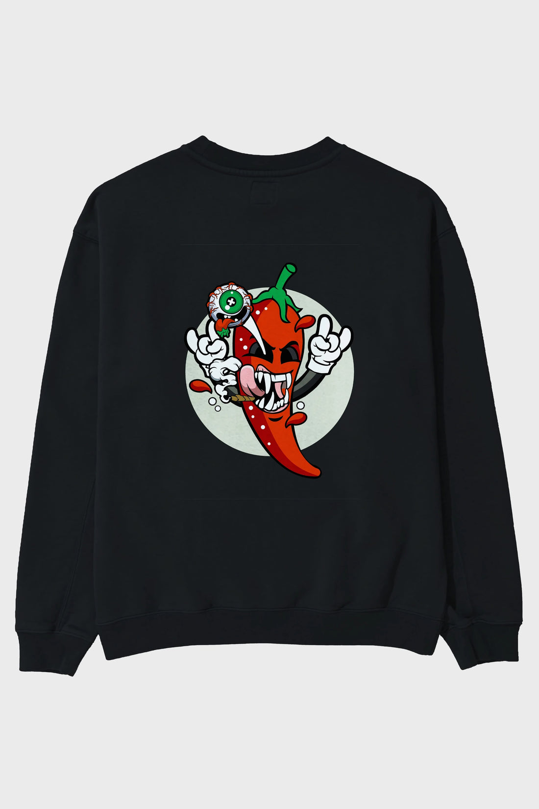 Chili Monster Arka Baskılı Oversize Sweatshirt Erkek Kadın Unisex